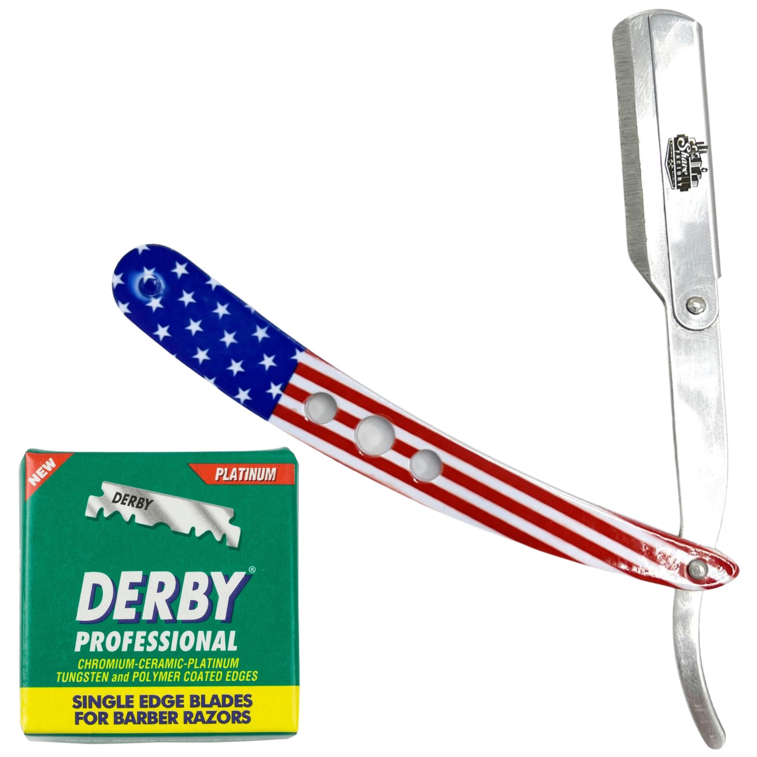 The Shave Factory Straight Edge Razor Kit (USA / 100 Derby Professional Single Edge Razor Blades)