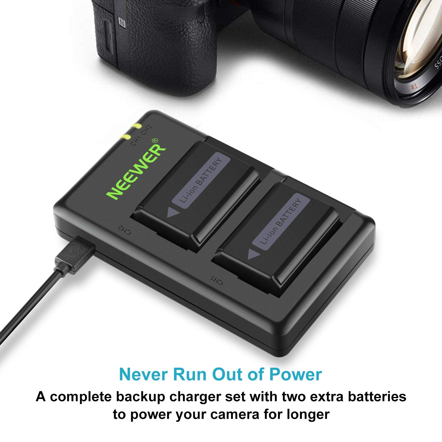 NEEWER NP-FW50 Camera Battery Charger Set for Sony
