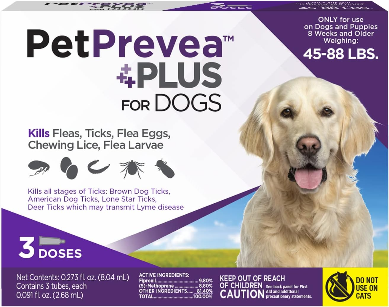 PetPrevea Plus Topical Treatment for Dogs 45-88 lbs