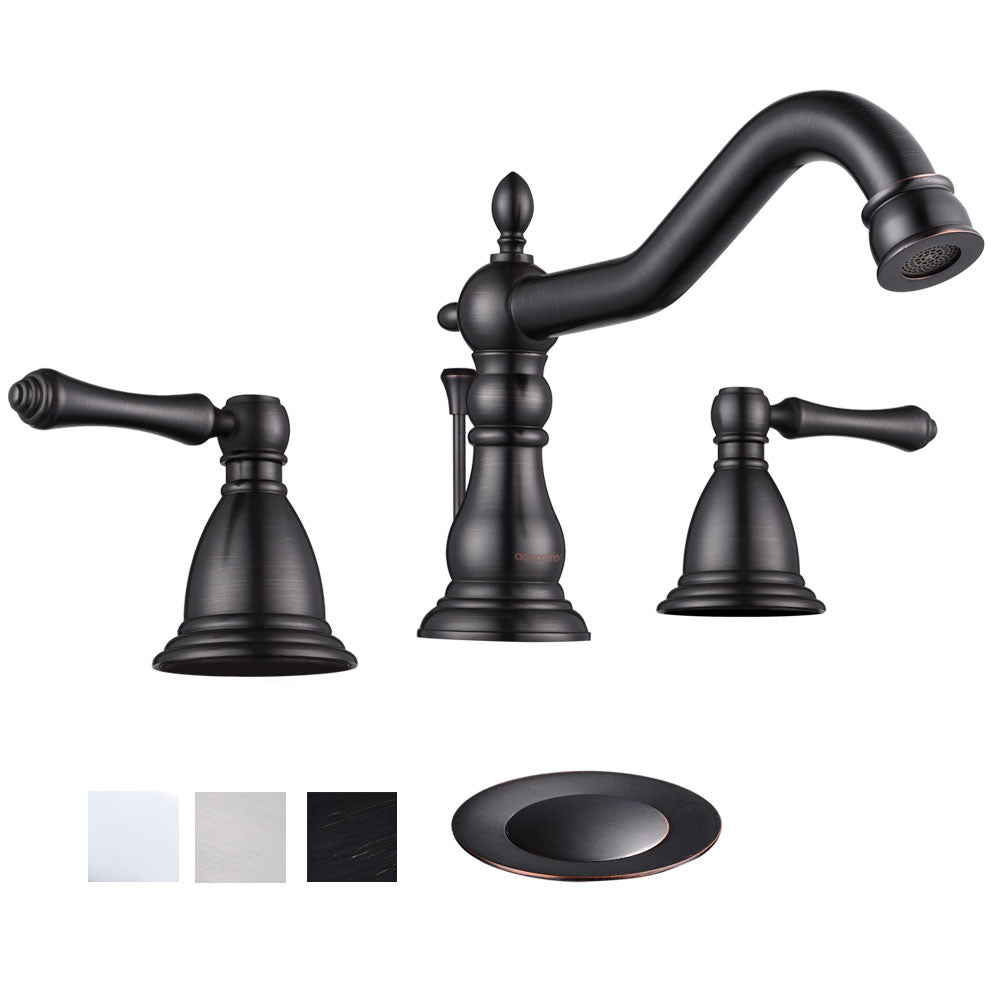 Aquaterior Widespread Faucet w/ Drain 3-Hole 2-Handle Cold Hot 6"H