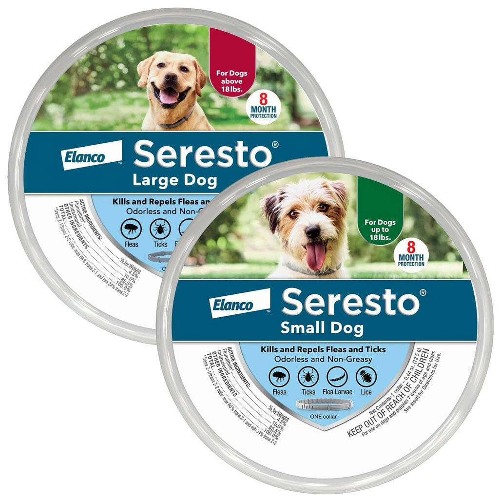 Seresto Flea & Tick Collar for Dogs, over 18 lbs + Flea & Tick Collar for Dogs, up to 18 lbs