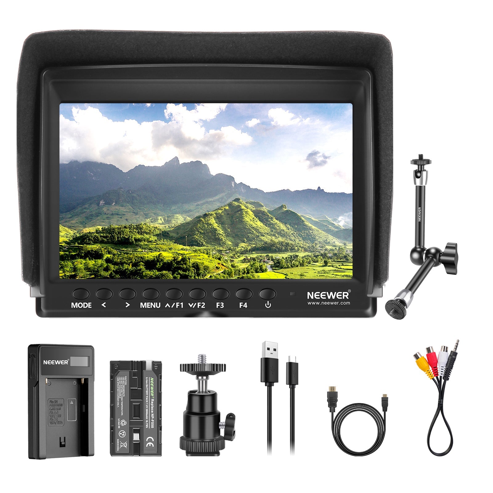 NEEWER F100 7 Inch HD Camera Field Monitor Kit With Magic Arm