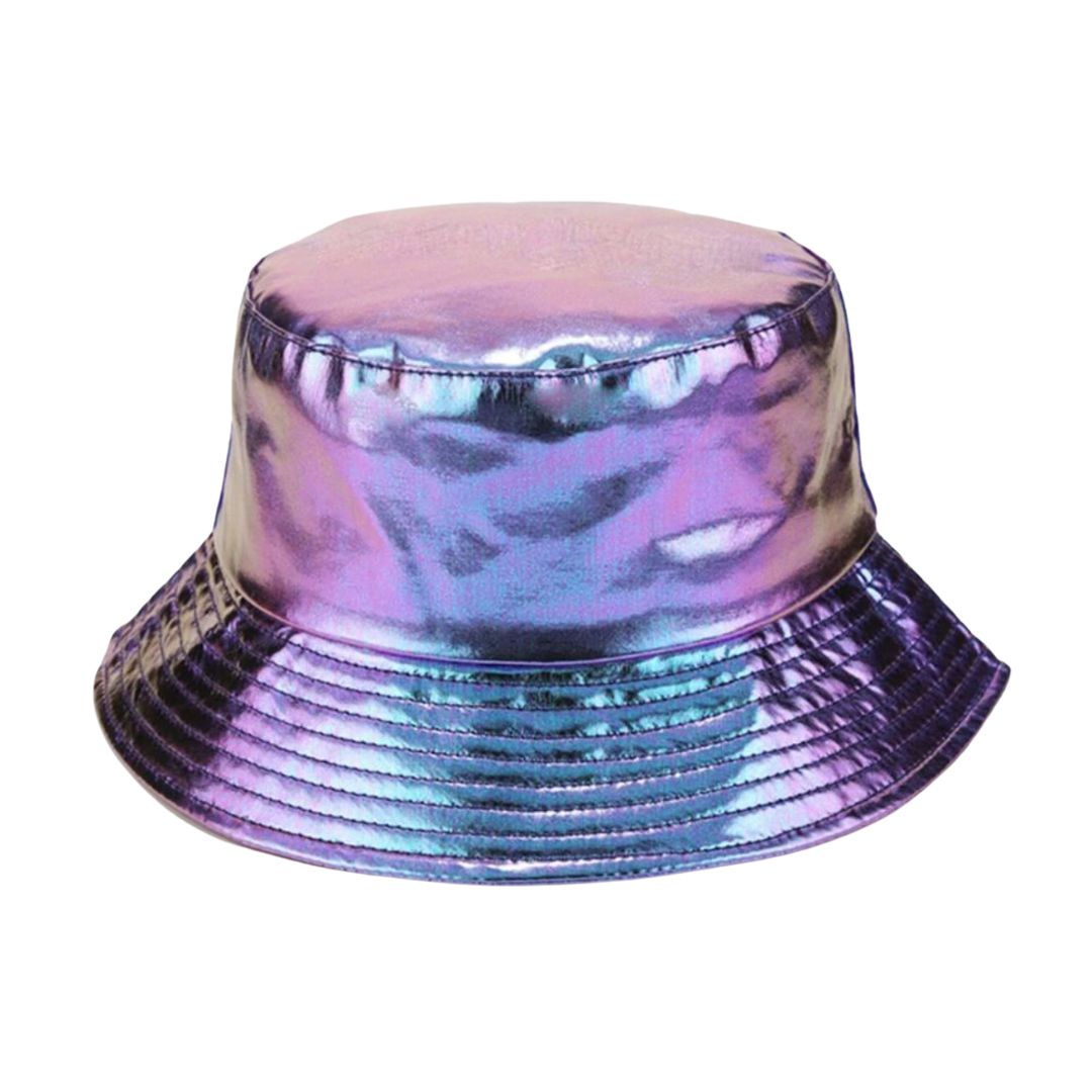 90s Style Holographic Rainbow Bucket Hat