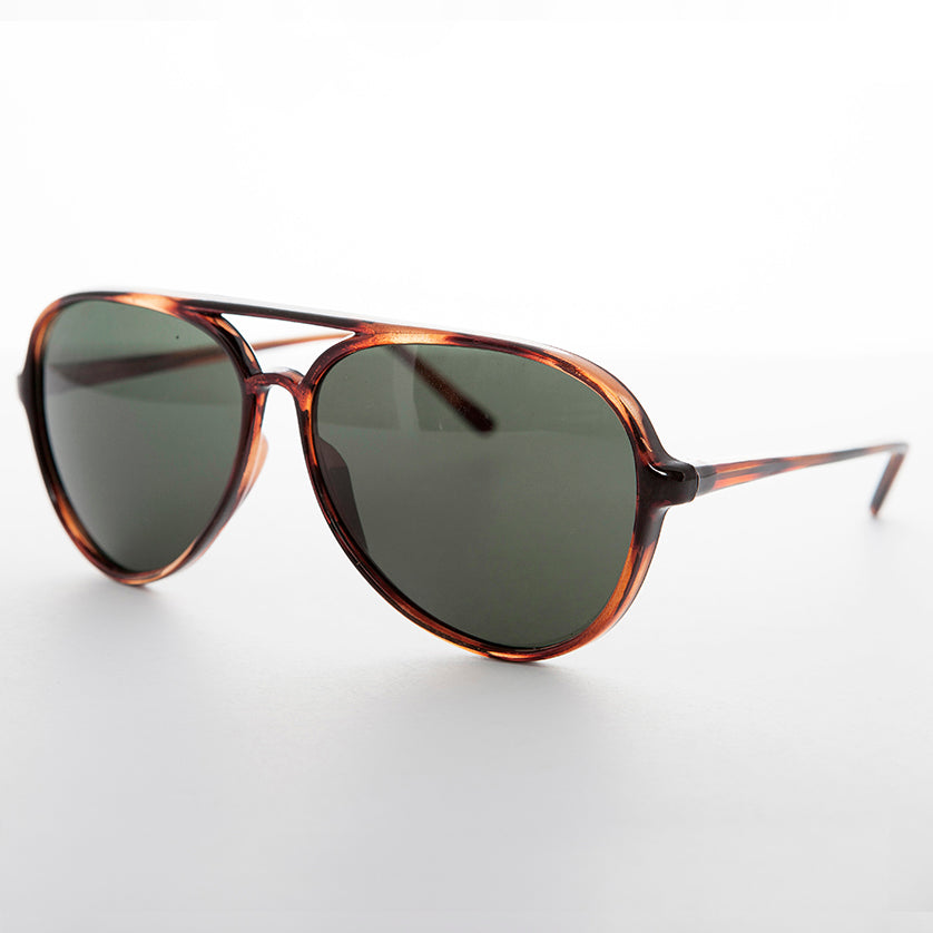 Classic Vintage Aviator Sunglass with Glass Lens - Air Boss