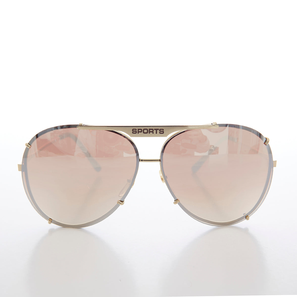 Rimless Aviator Vintage Sunglass with Mirror Lens - Flashy