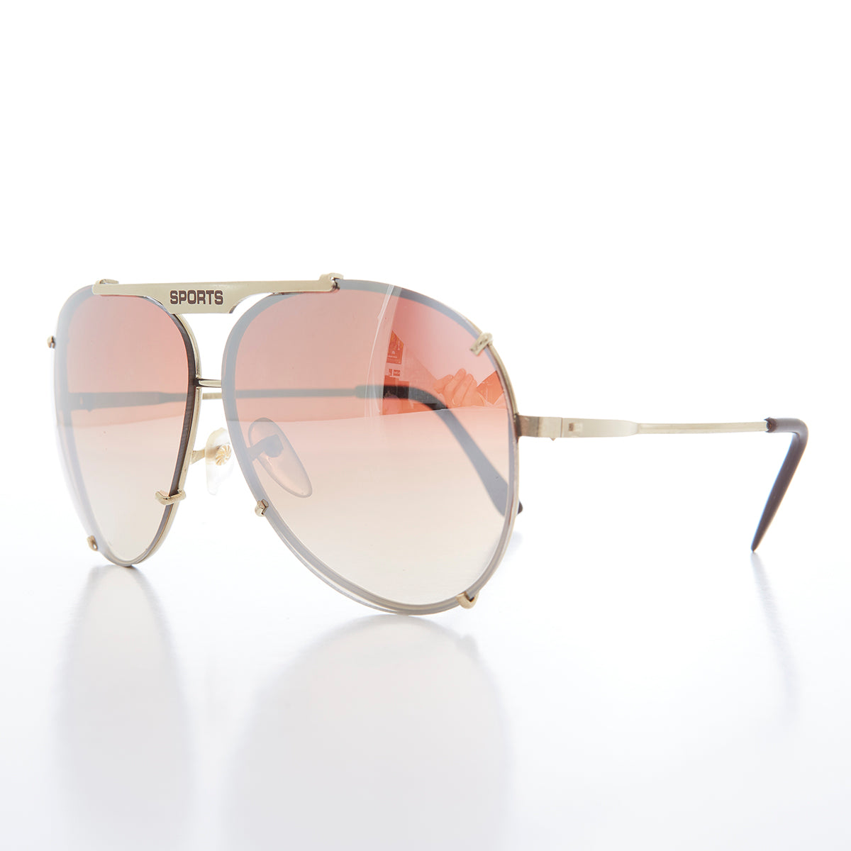 Rimless Aviator Vintage Sunglass with Mirror Lens - Flashy