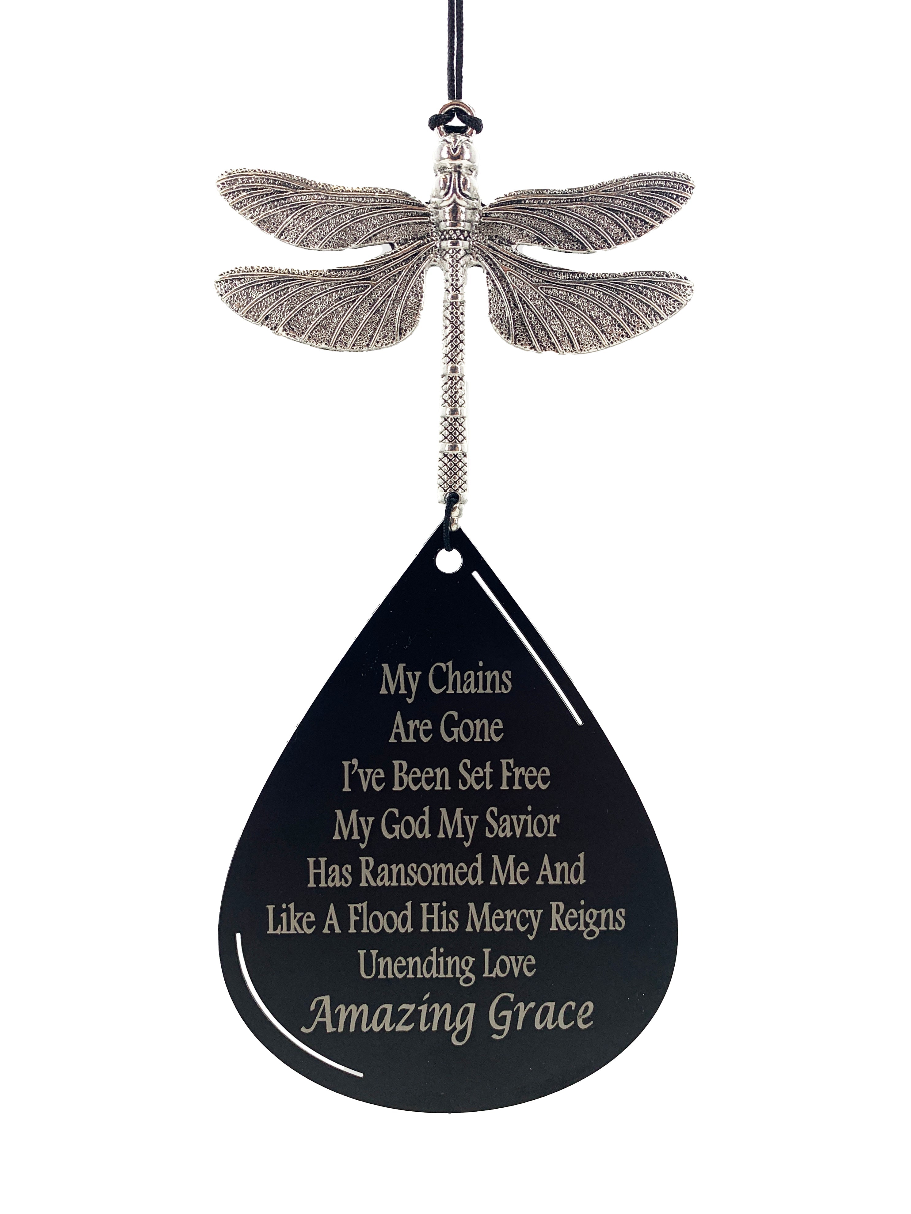 Wind Chime Gifts After Loss of Loved One Dragonfly "Amazing Grace" Memorial Silver Wind Chime by Weathered Raindrop