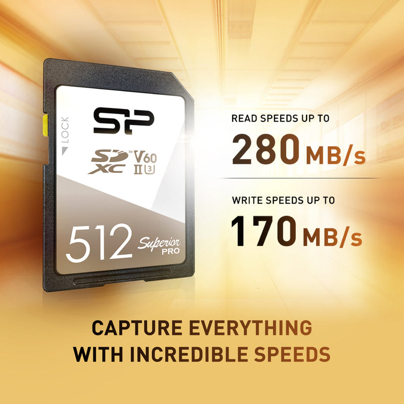 シリコンパワー 512GB スーペリア プロ UHS-II (U3) V60 SDXC メモリー カード