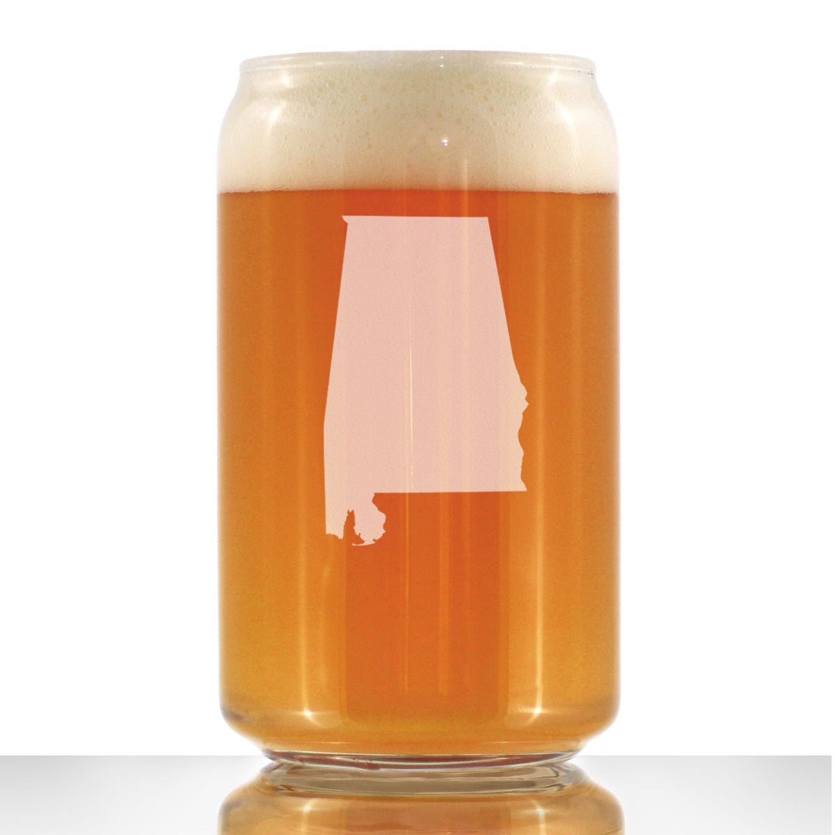 Alabama State Outline Beer Can Pint Glass - State Themed Drinking Decor and Gifts for Alabaman Women & Men - 16 Oz Glasses
