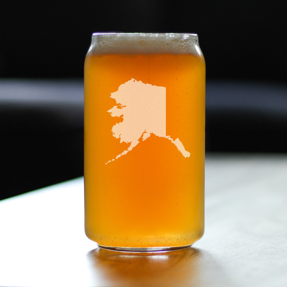 Alaska State Outline Beer Can Pint Glass - State Themed Drinking Decor and Gifts for Alaskan Women & Men - 16 Oz Glasses
