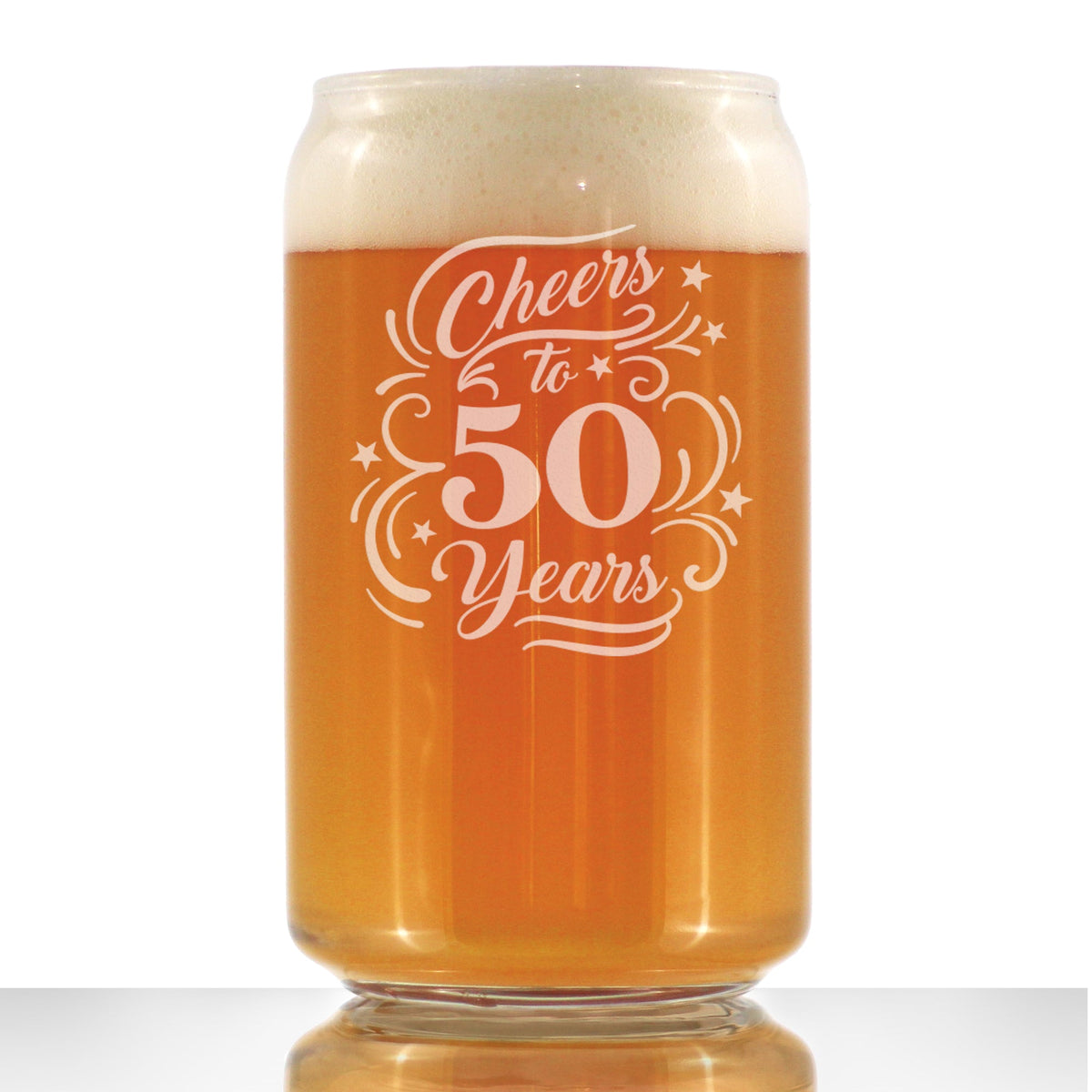 Cheers to 50 Years - Beer Can Pint Glass Gifts for Women & Men - 50th Anniversary Party Decor - 16 Oz Glasses