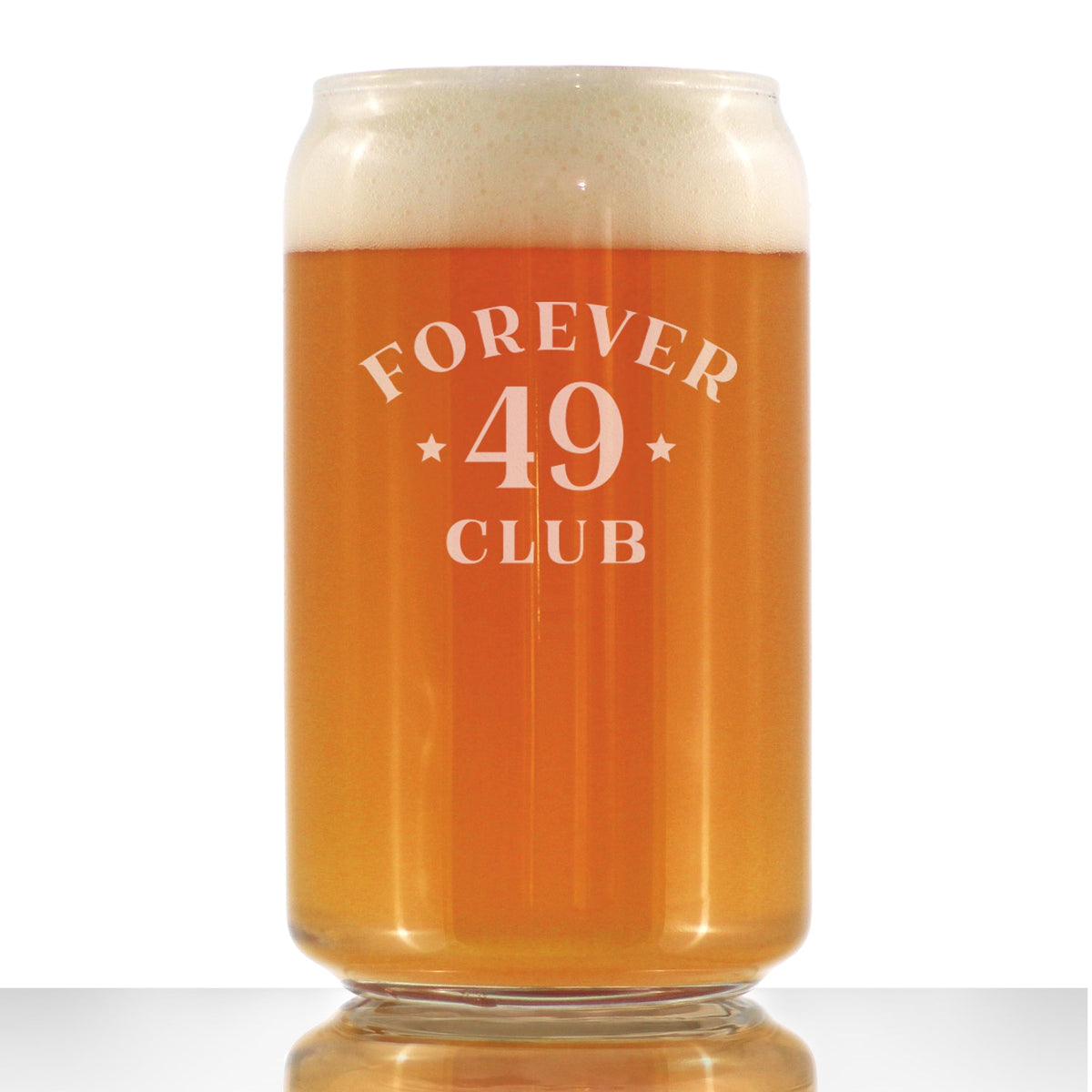 Forever 49 Club - Beer Can Pint Glass 50th Birthday Gifts for Women & Men Turning 50 - Fun Bday Party Decor - 16 Oz