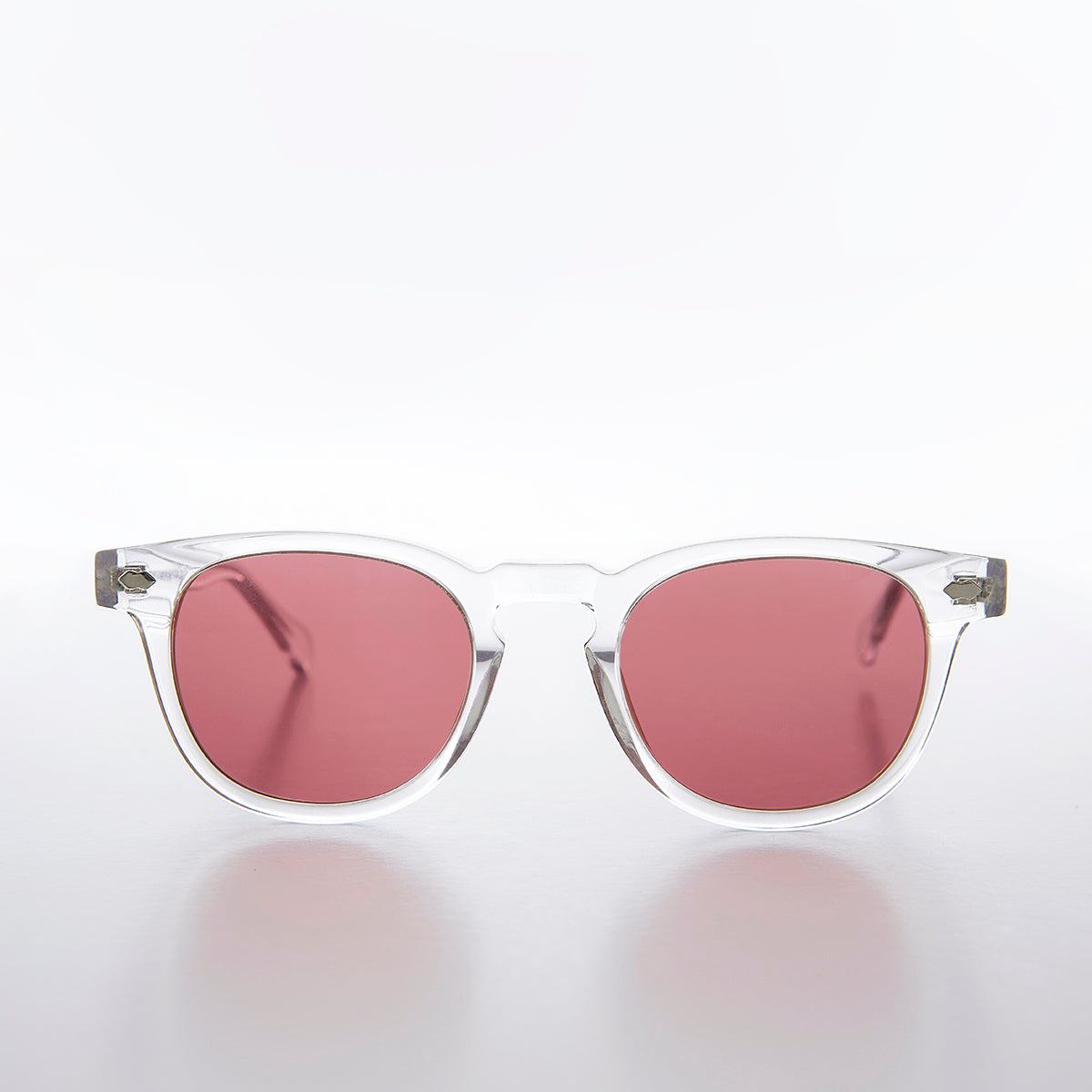 Clear Acetate Square Sunglass with Colored Lenses - Benson