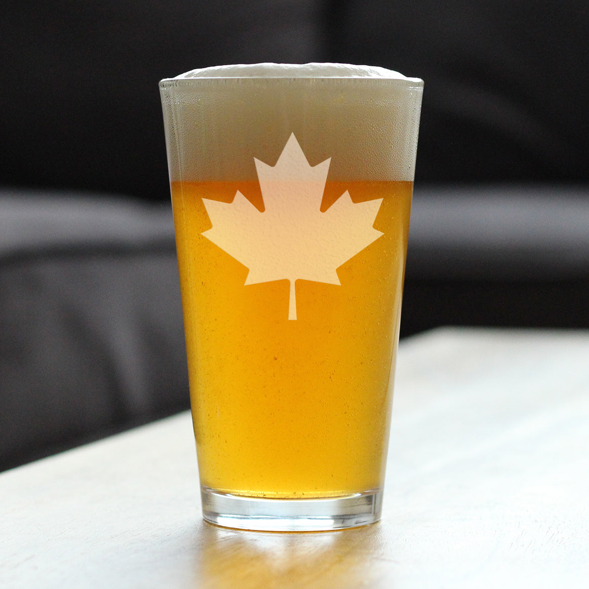 Canada Maple Leaf Pint Glass for Beer - Canadian Flag Gifts and Decor for Women and Men - 16 Oz Glasses