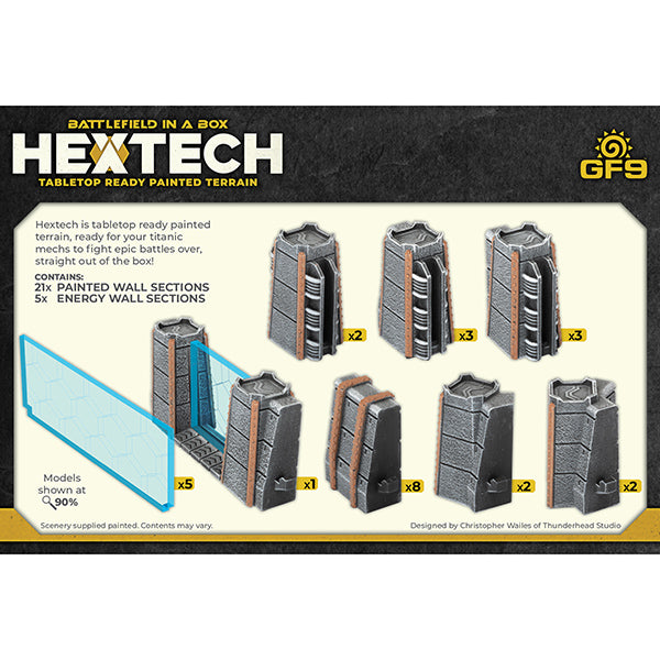 Battlefield in a Box: HexTech - Trinity City - Energy Walls (Grey/Blue)
