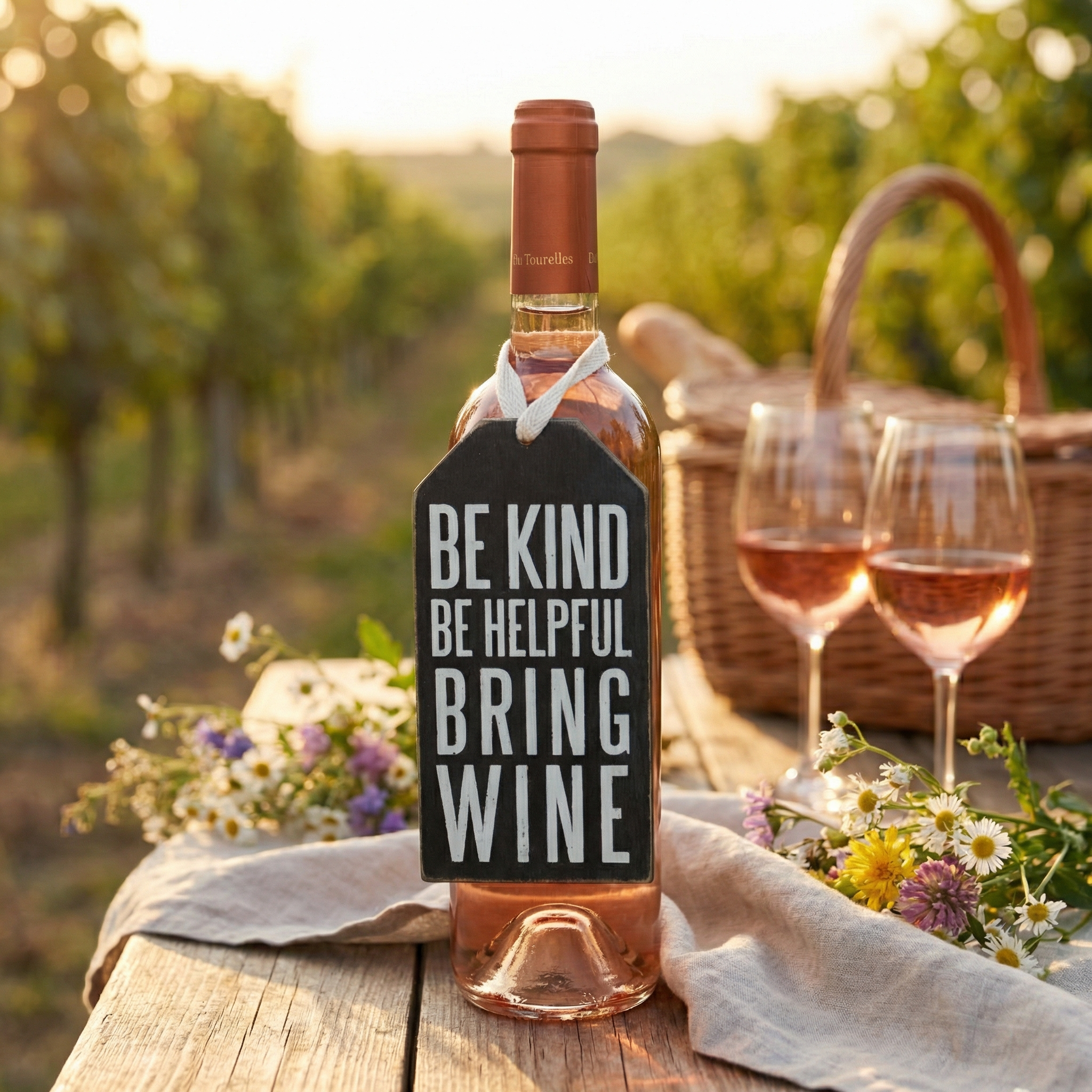 Be Kind Be Helpful Bring Wine Bottle Tag