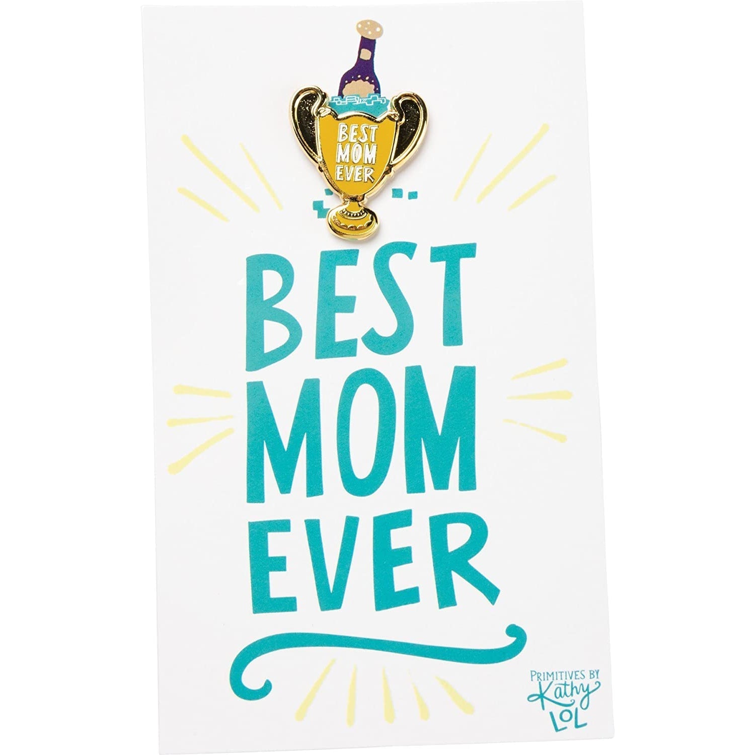 Best Mom Ever Trophy Enamel Pin and Card