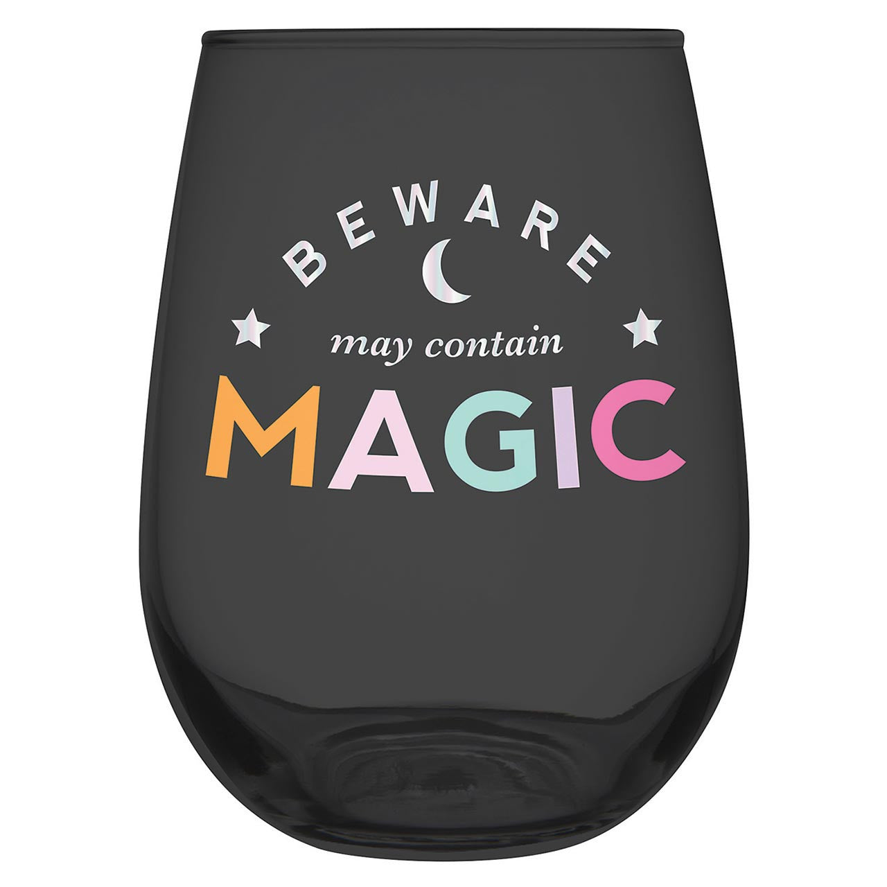 Beware of Magic Stemless Wine Glass in Black | 20 Oz