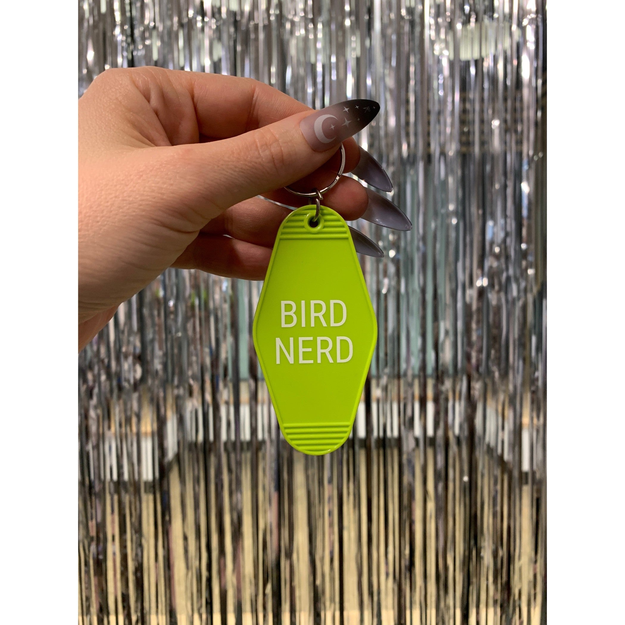 Bird Nerd Motel Style Keychain in Lime Green