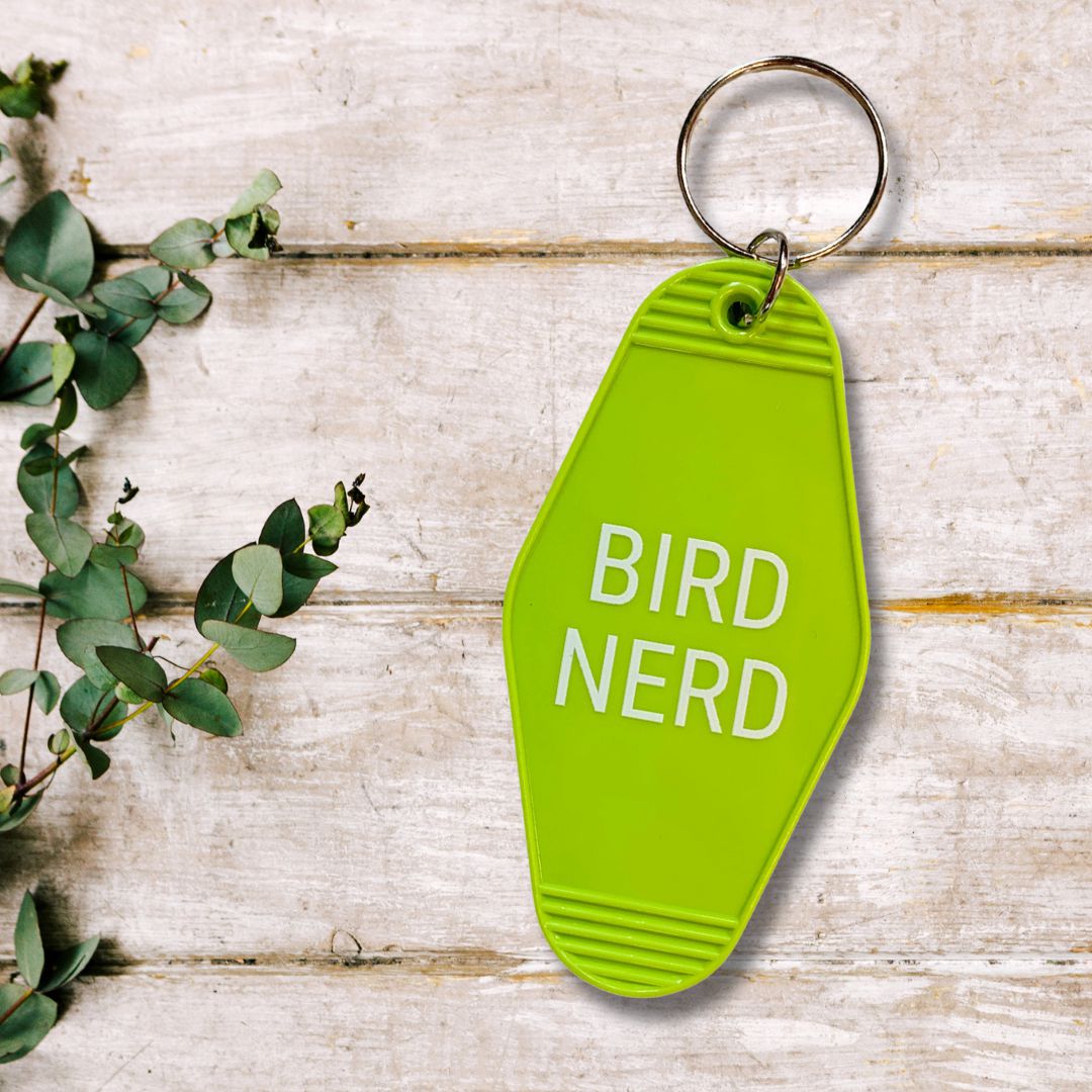 Bird Nerd Motel Style Keychain in Lime Green