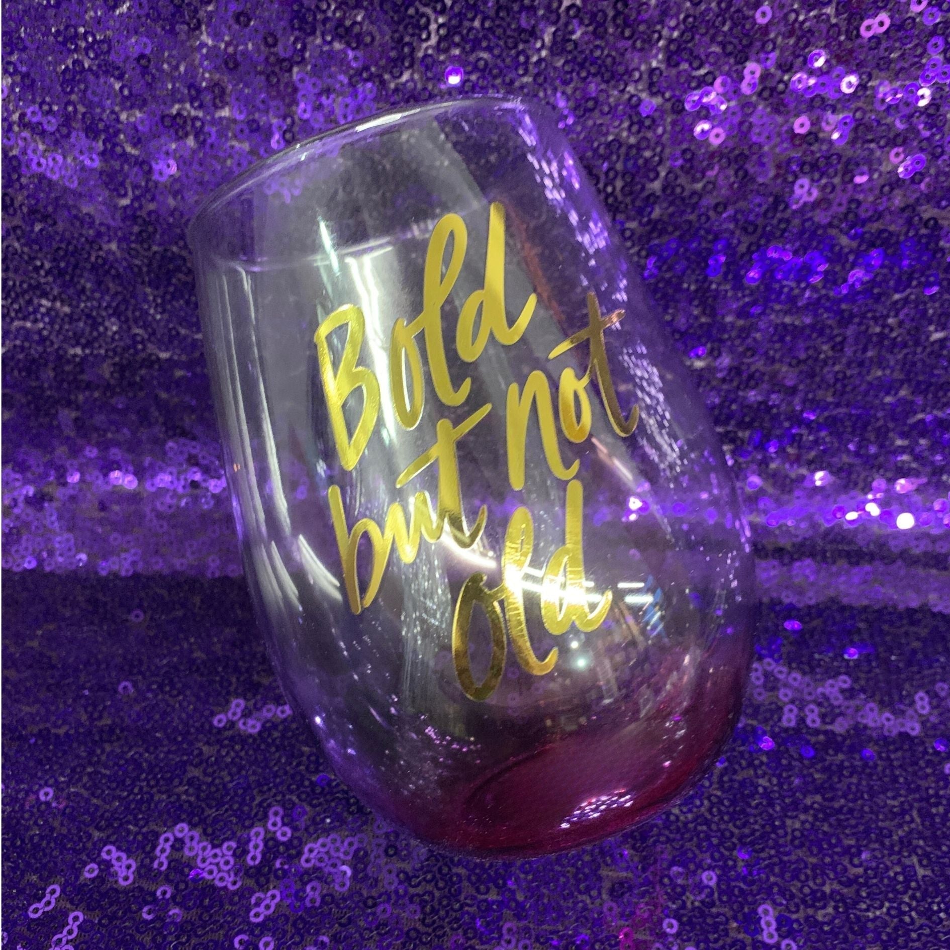 Bold But Not Old Stemless Wine Glass in Tinted Multicolored | 20oz