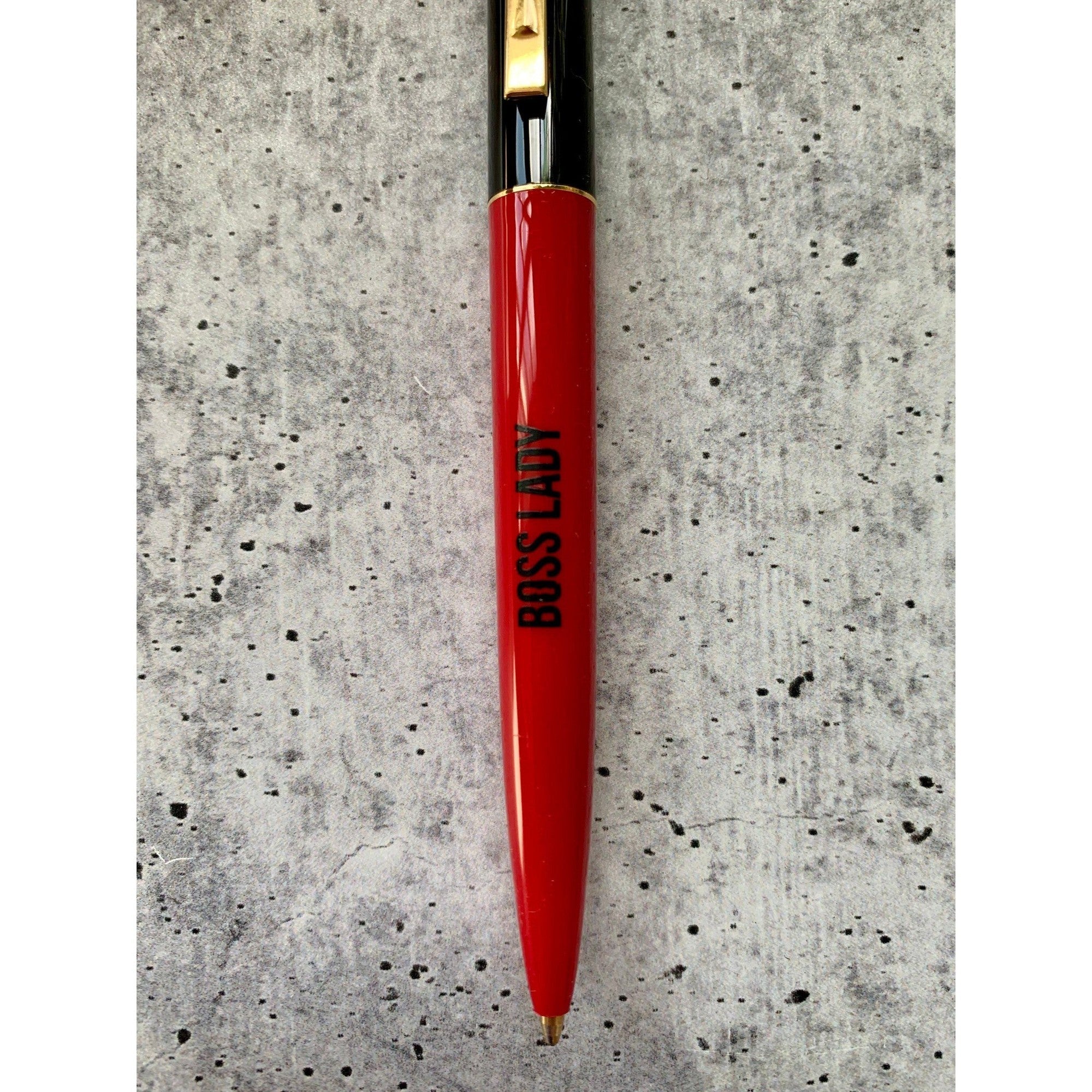 Boss Lady Two-Tone Refillable Pen in Cherry Red and Black