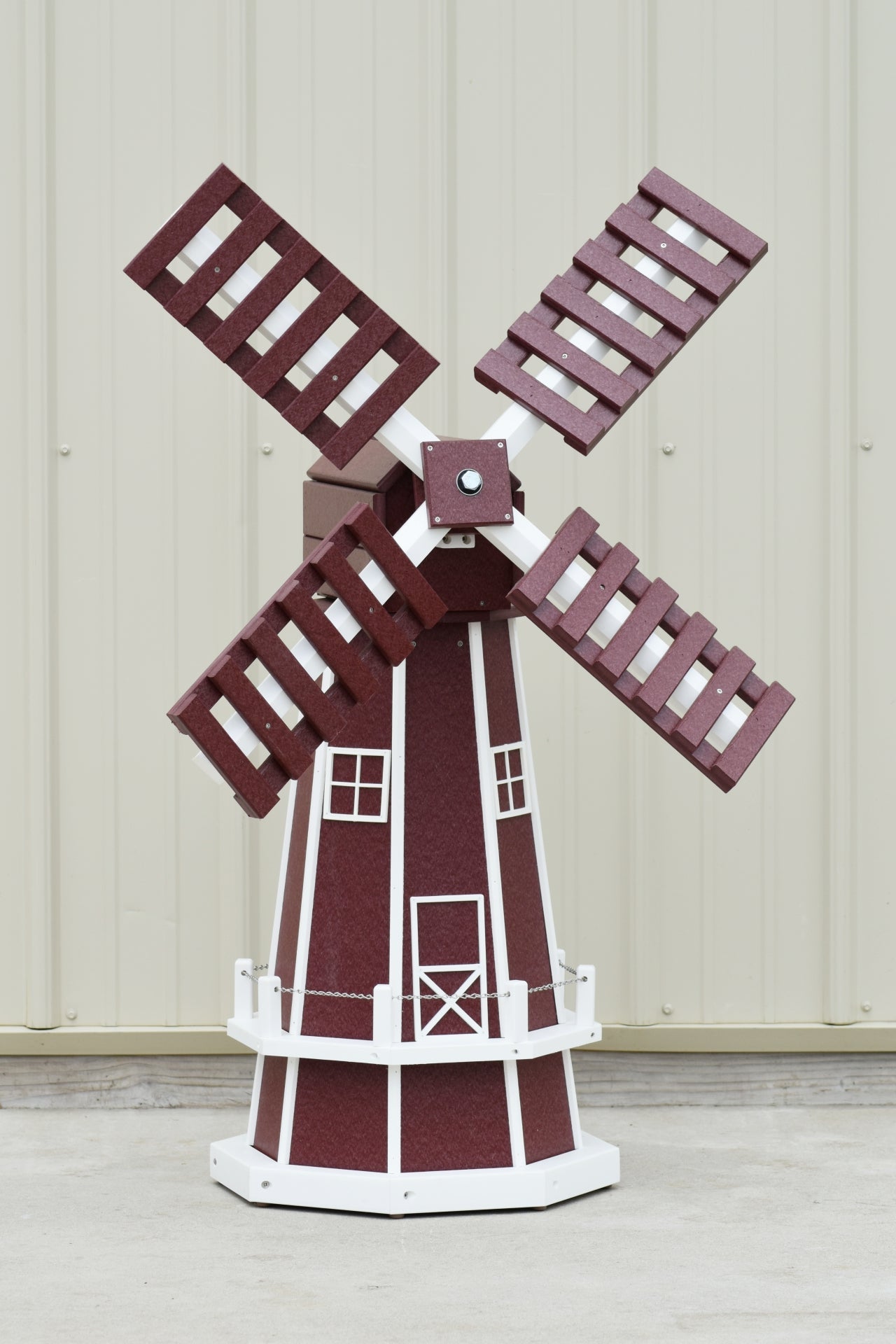 46" Octagon Poly Dutch Windmill  Cherry with White Trim