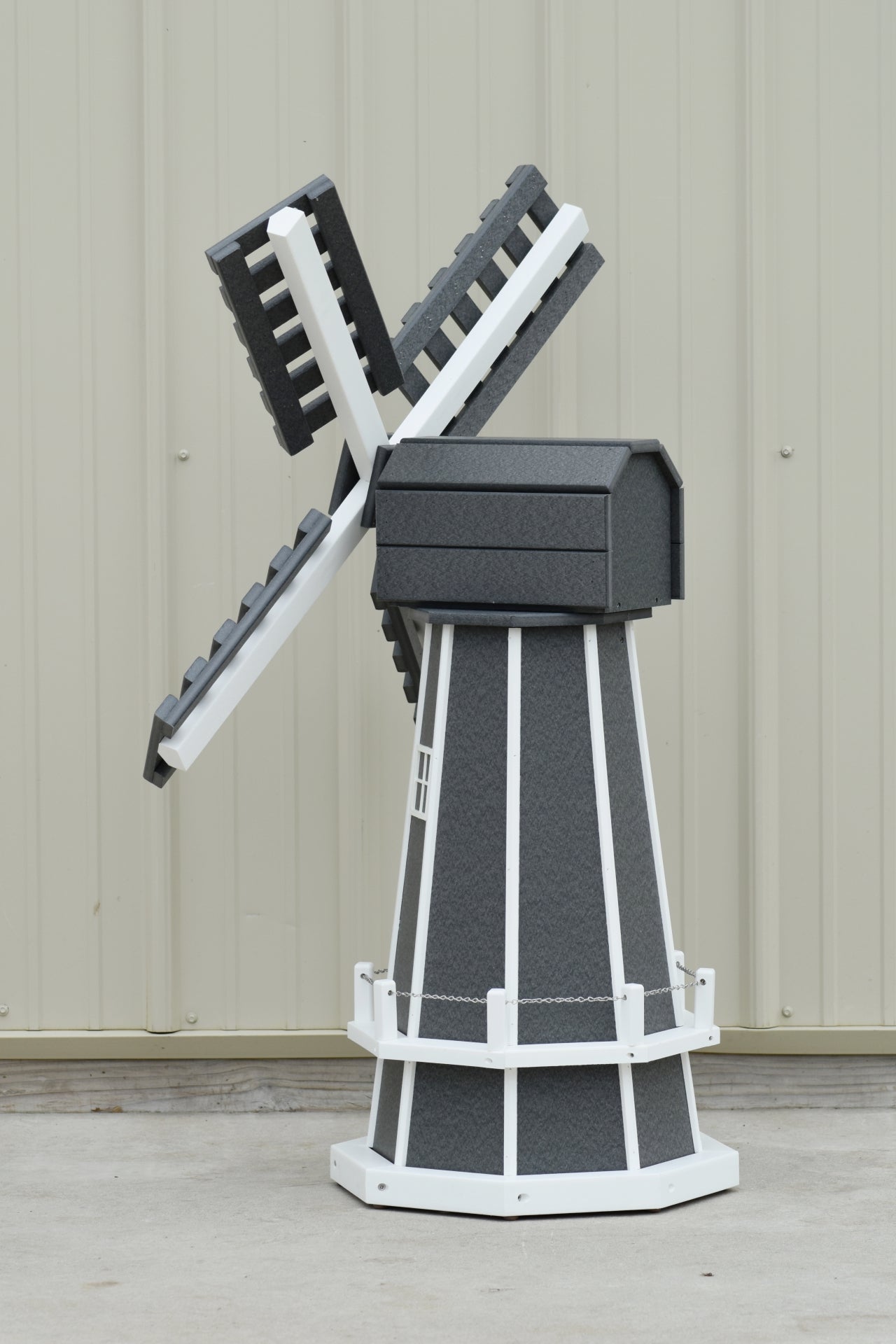 46" Octagon Poly Dutch Windmill, Gray with White Trim