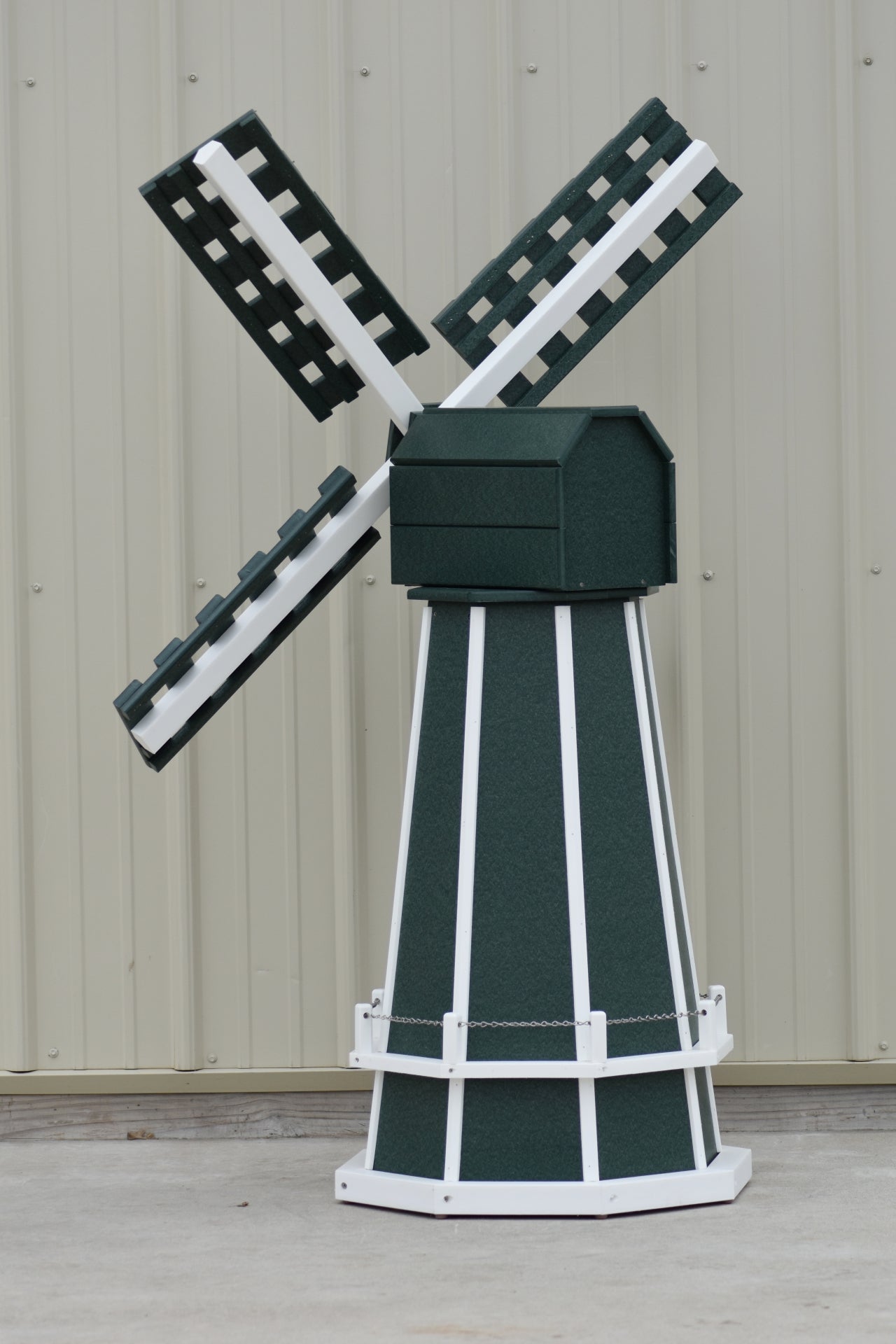 5 ft. Octagon Poly Dutch Windmill (Green/white trim)