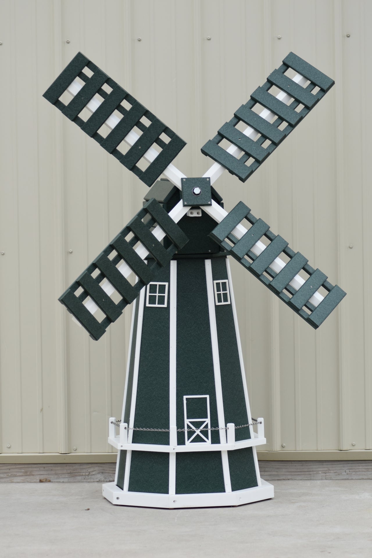 5 ft. Octagon Poly Dutch Windmill (Green/white trim)