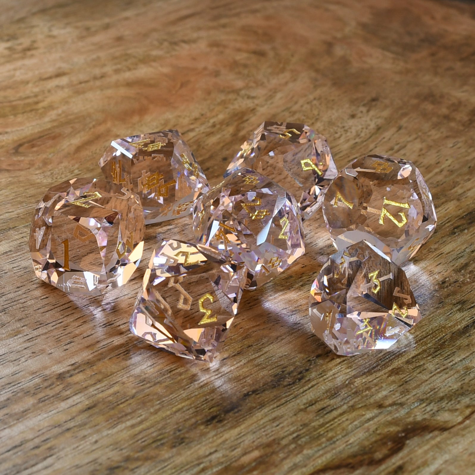 Baby Pink Topaz Multifaceted Glass Dice Set 'PRE-ORDER | SPRING EVENT DEAL'
