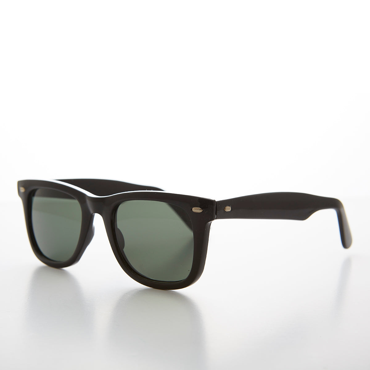 Classic Black Square Sunglass with Glass Lens - Campbell