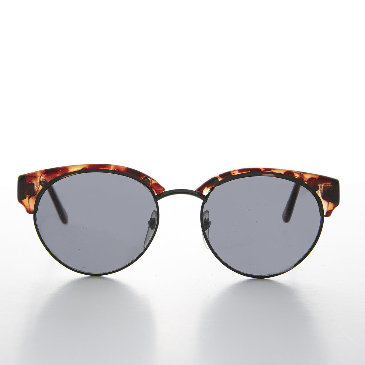 Round Half Frame Cat Eye Vintage Sunglass - Carrie