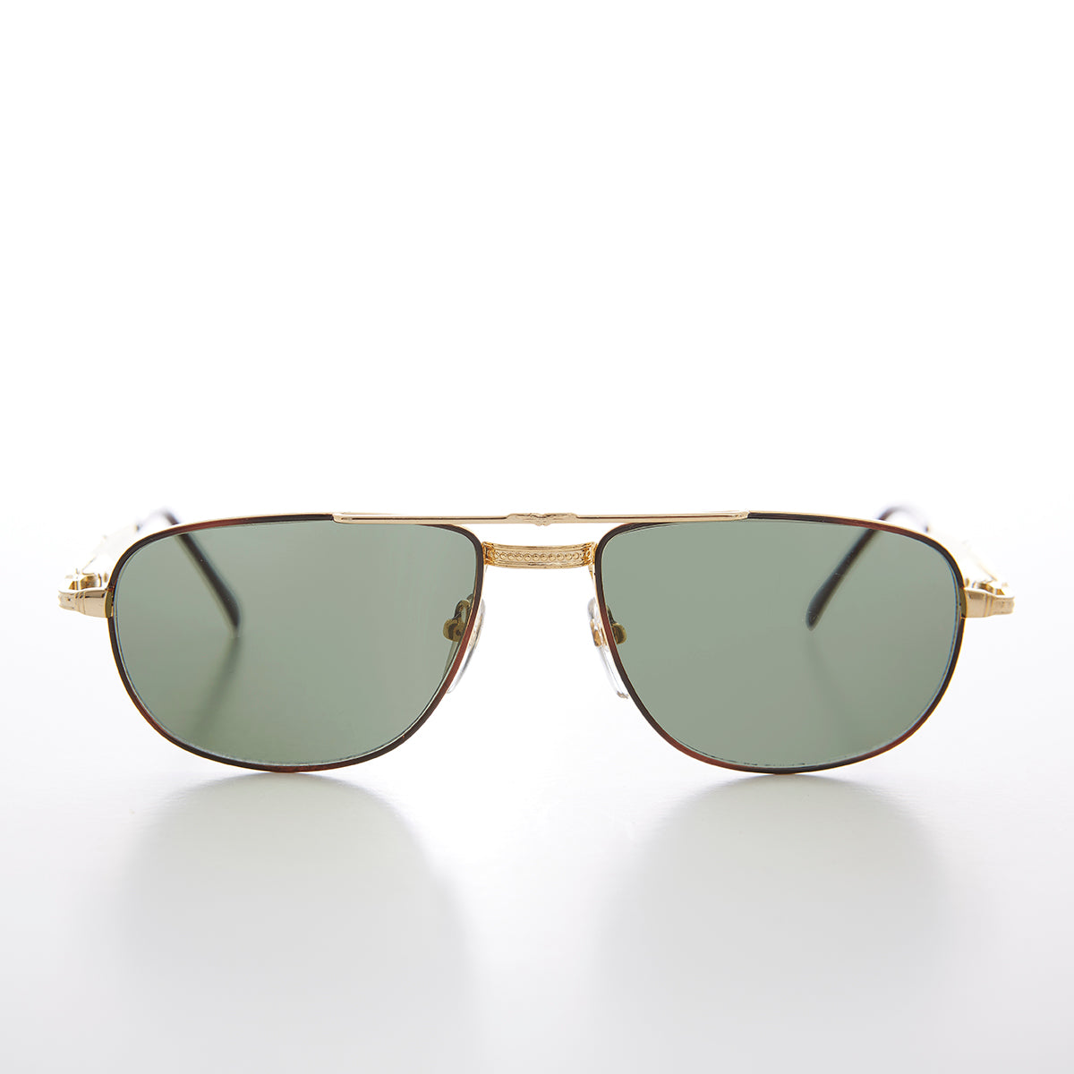 Gold Low Profile Fancy Aviator Vintage Sunglass - Ceaser