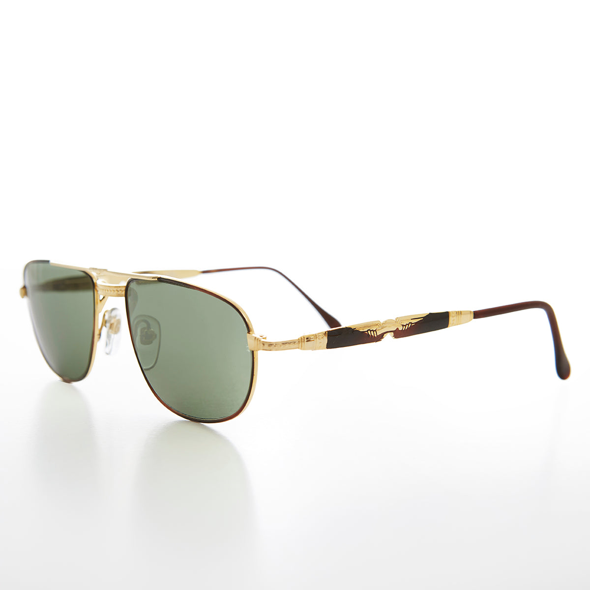 Gold Low Profile Fancy Aviator Vintage Sunglass - Ceaser