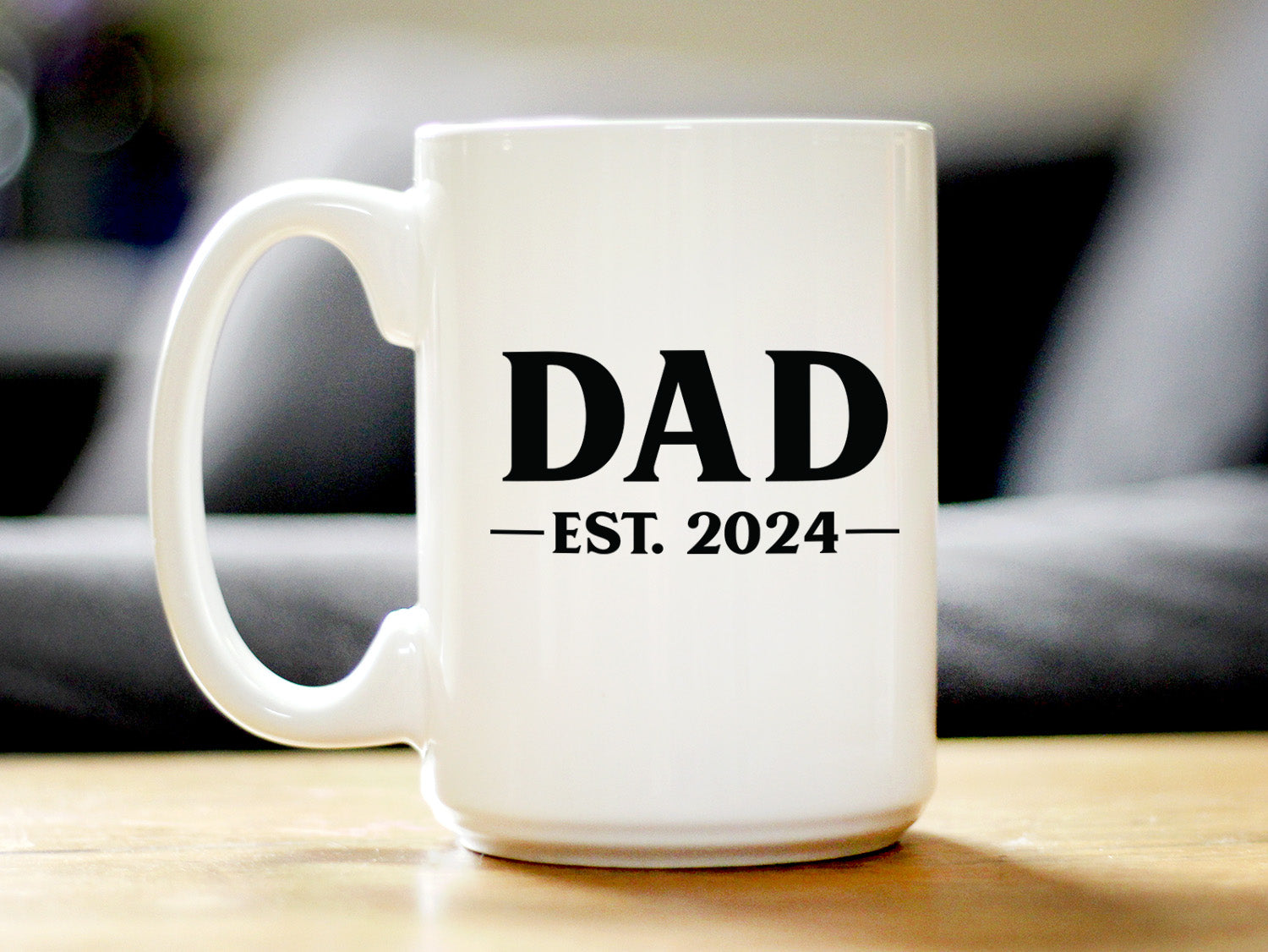 Dad Est 2024 - New Father Coffee Mug Gift for First Time Parents - Bold