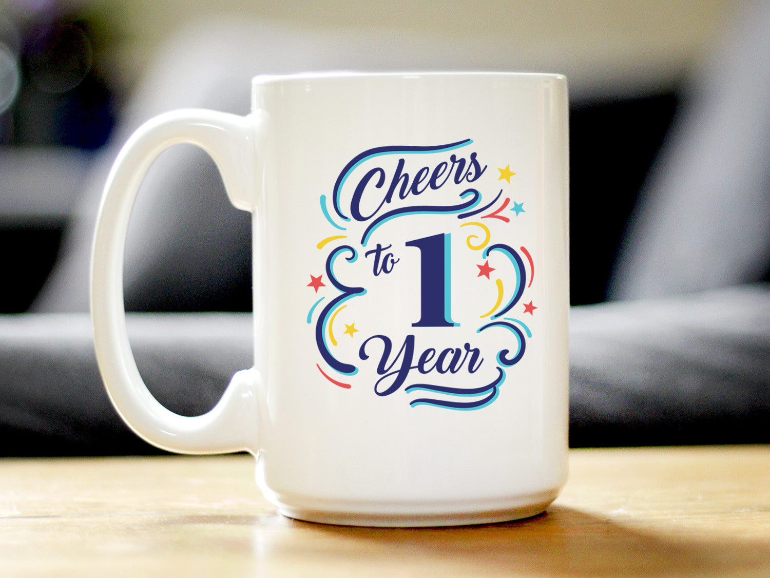 Cheers to 1 Year - Coffee Mug Gifts for Women & Men - 1st Anniversary Party Decor