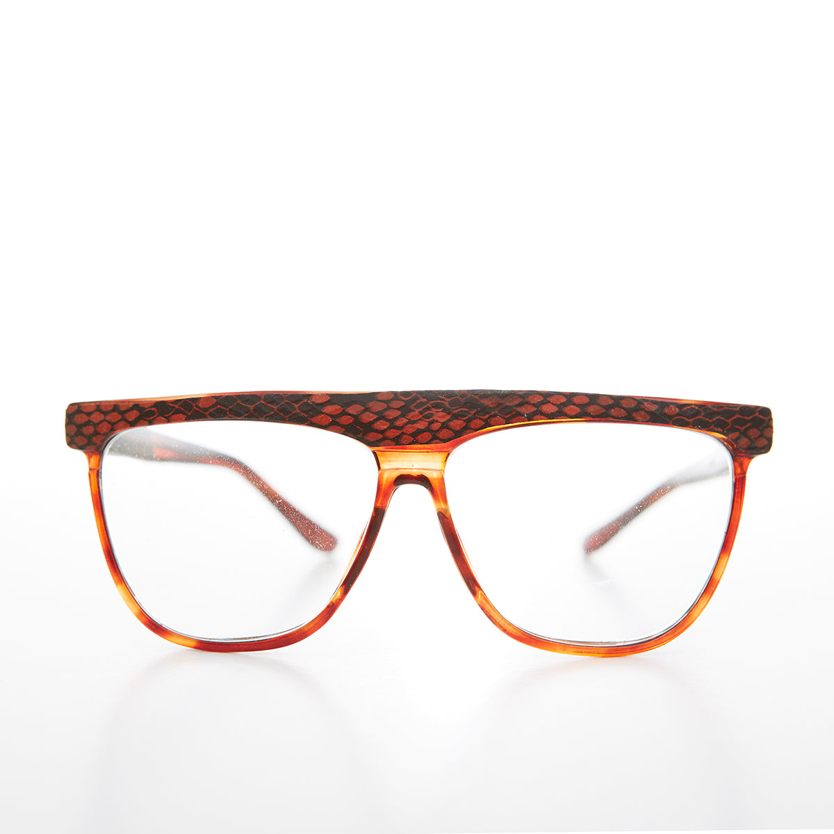 Snakeskin Clear Lens 80s Glasses - Cobra