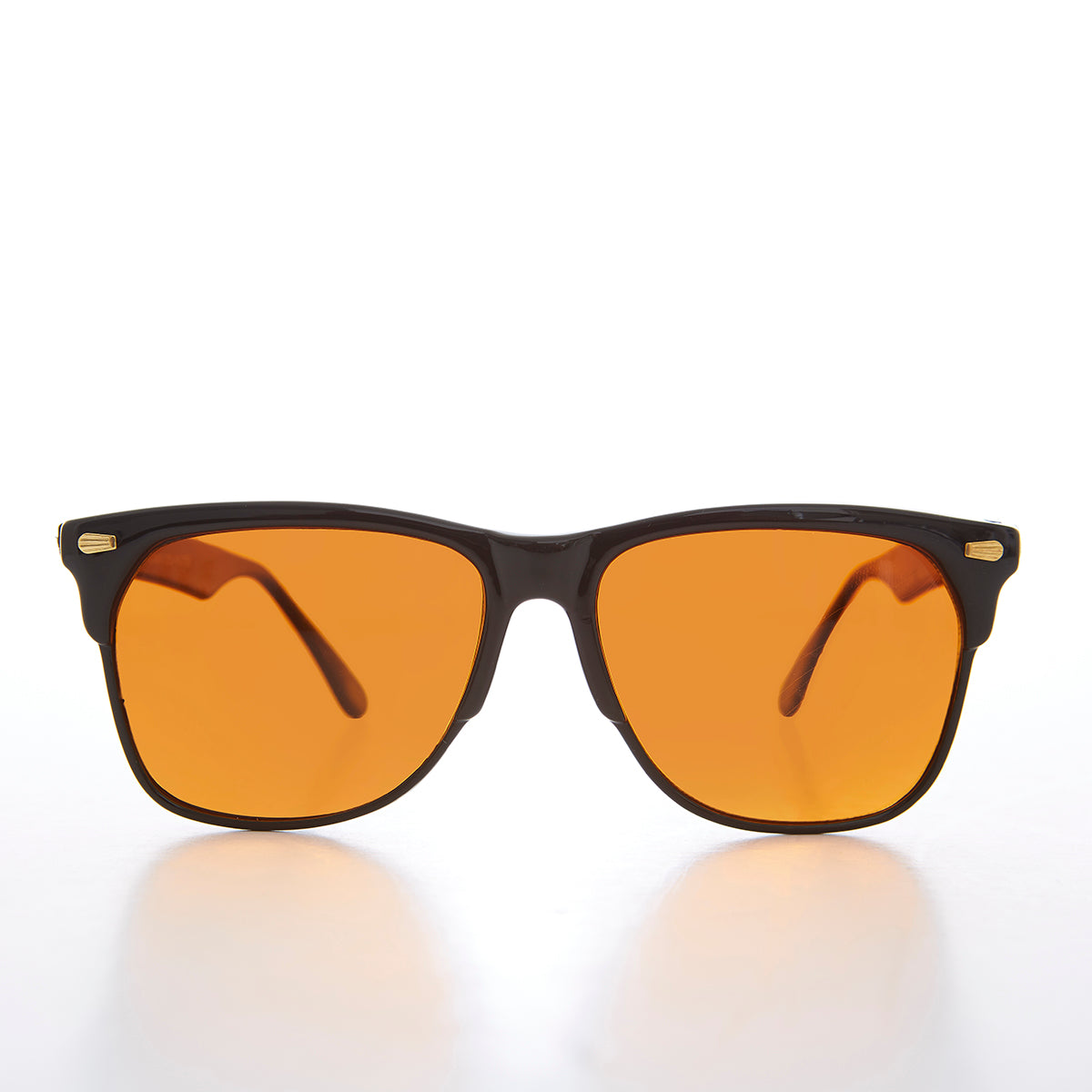 Amber Lens Horn Rim Vintage 80s Sunglass - Colby