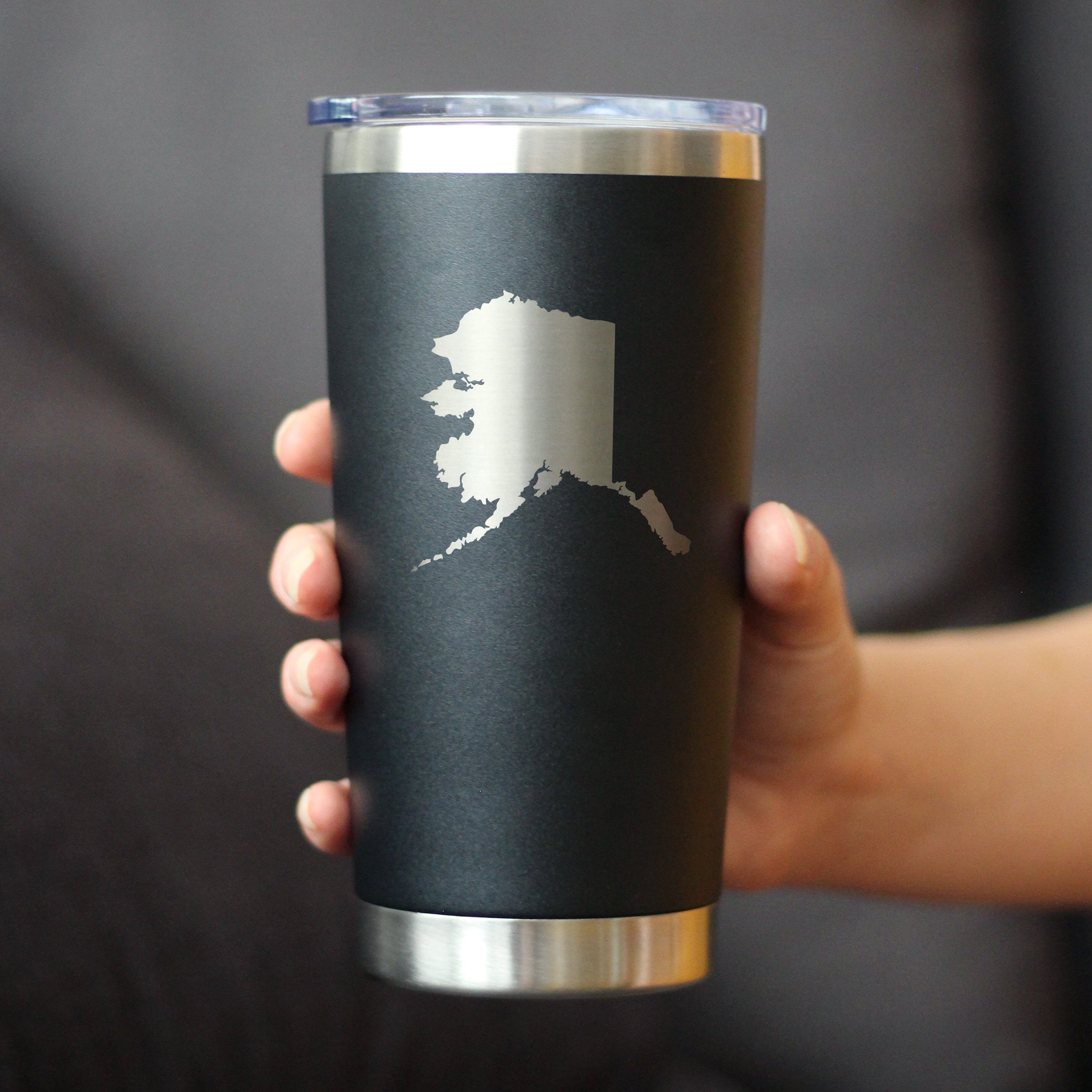 Alaska State Outline - Insulated Coffee Tumbler Cup with Sliding Lid - Stainless Steel Travel Mug - Alaska Gifts and Decor for Women and Men Alaskans