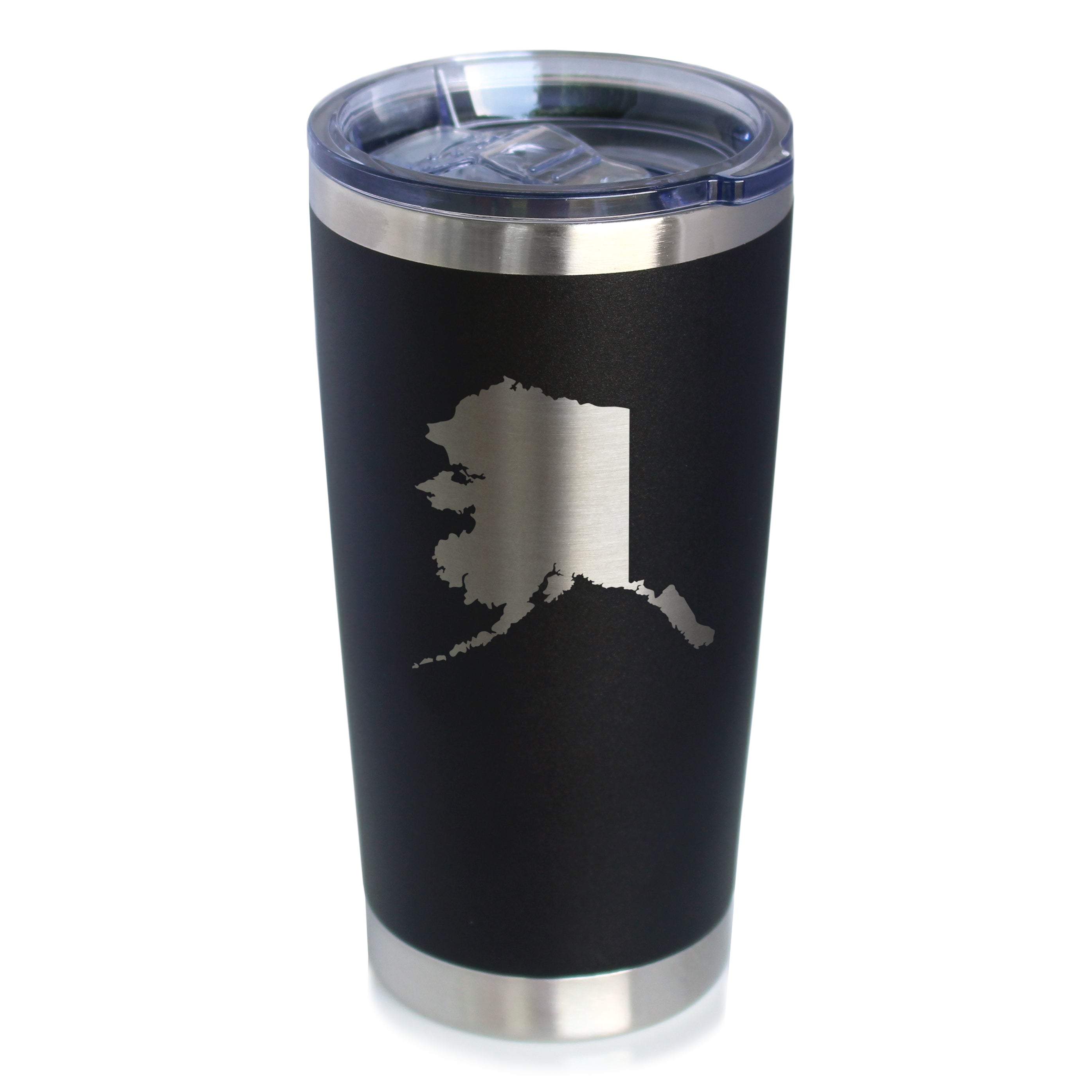 Alaska State Outline - Insulated Coffee Tumbler Cup with Sliding Lid - Stainless Steel Travel Mug - Alaska Gifts and Decor for Women and Men Alaskans