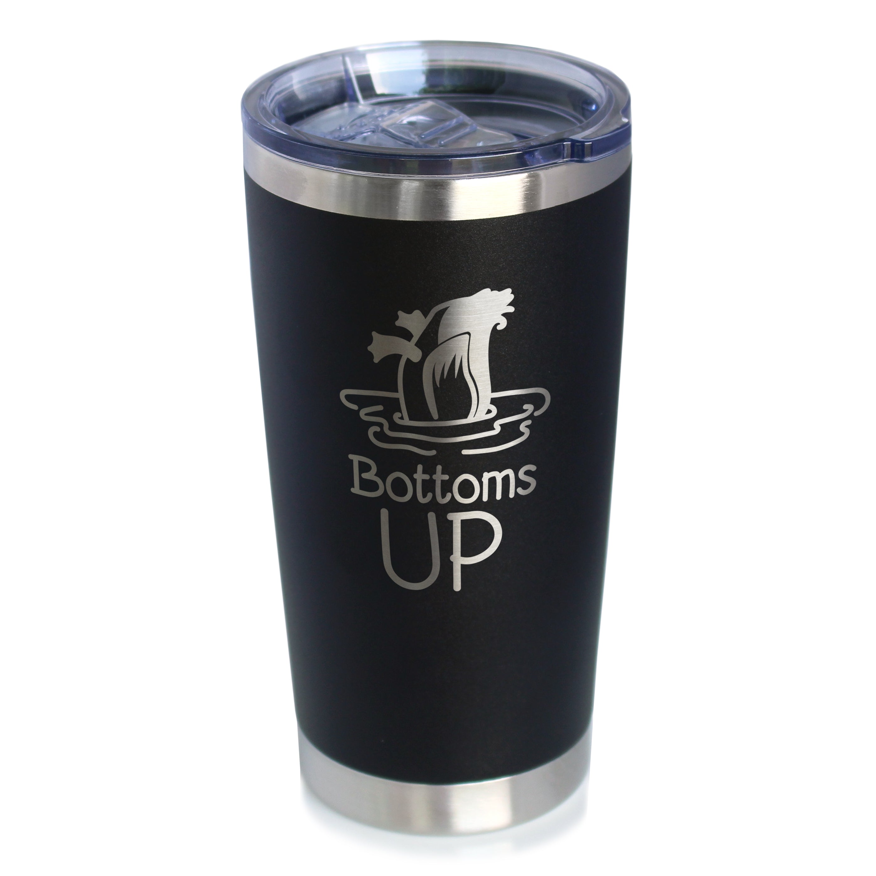 Bottoms Up - Insulated Coffee Tumbler Cup with Sliding Lid - Stainless Steel Travel Mug - Funny Duck Gifts for Women and Men