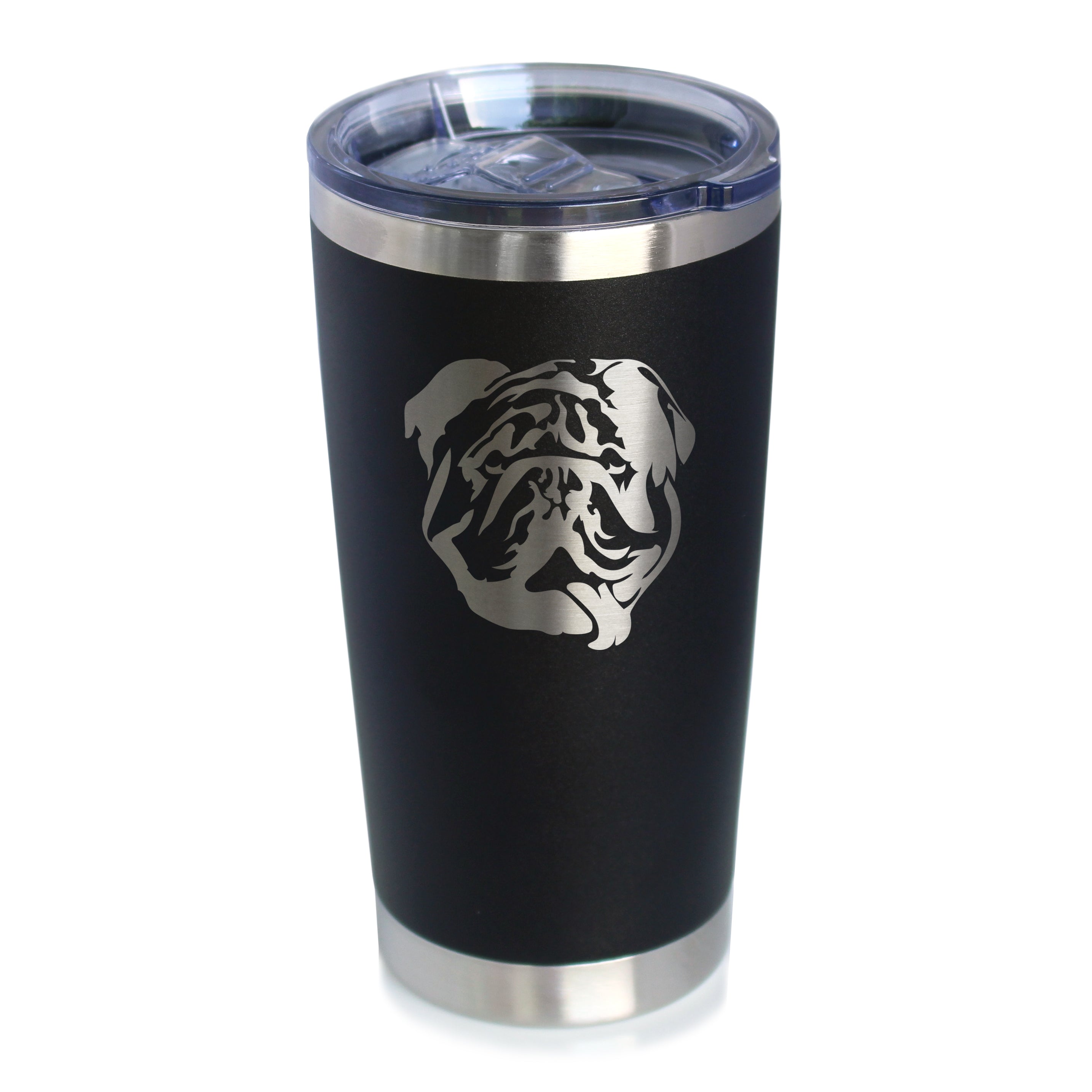 English Bulldog - Insulated Coffee Tumbler Cup with Sliding Lid - Stainless Steel Insulated Mug - Fun Unique Bulldog Themed Décor and Gifts for Men & Women