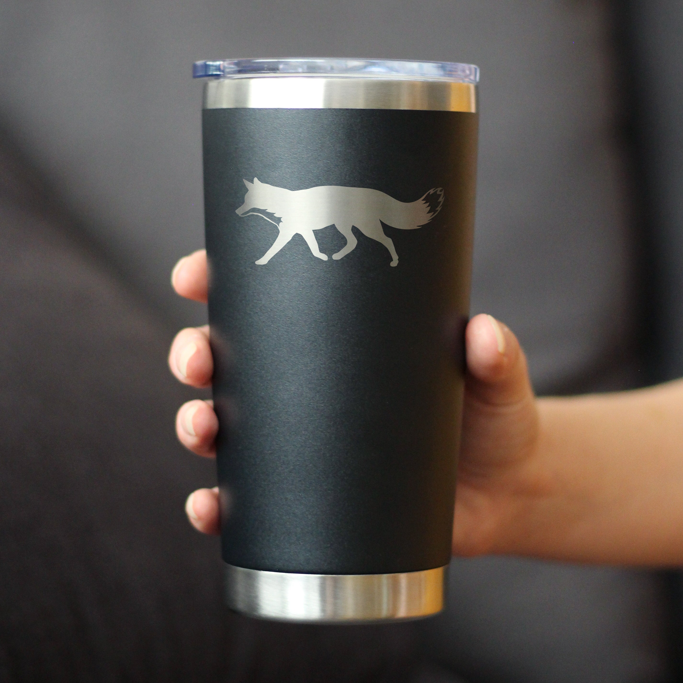 Fox Silhouette - Cabin Themed Gifts or Rustic Decor for Women and Men - 20 oz Coffee Tumbler