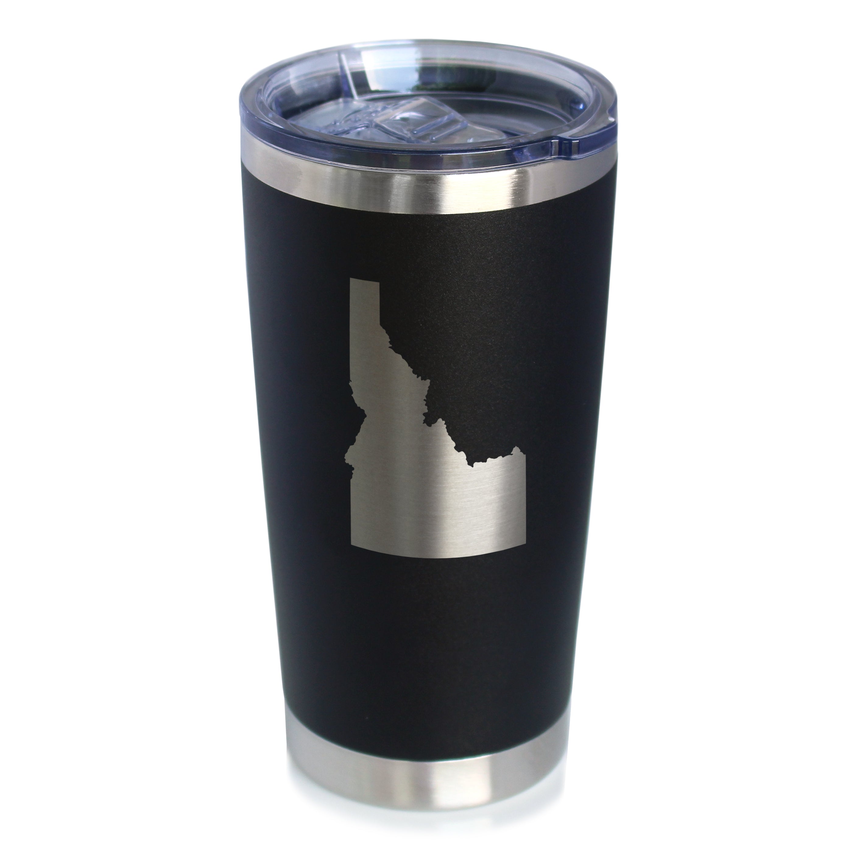 Idaho State Outline - Insulated Coffee Tumbler Cup with Sliding Lid - Stainless Steel Travel Mug - Idaho Gifts for Women and Men