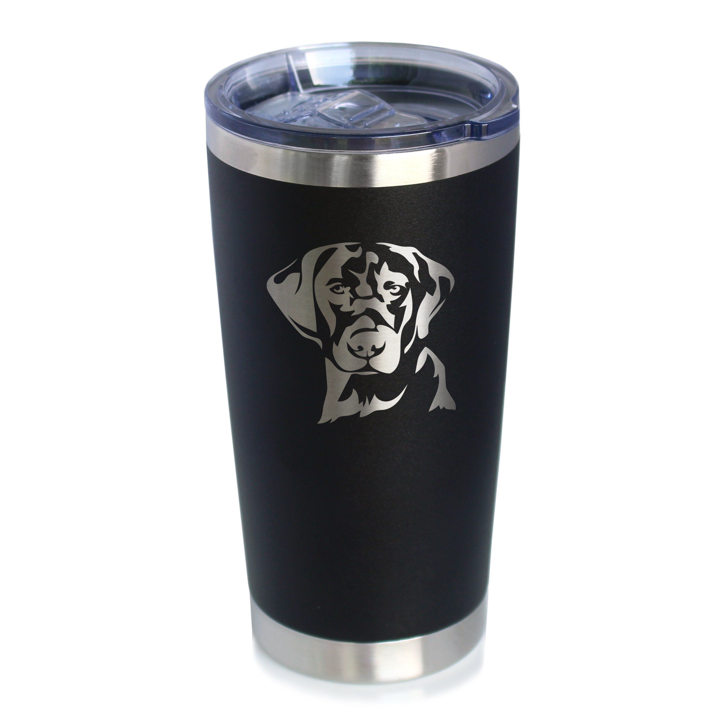 Black Lab Face - Labrador Retriever - Insulated Coffee Tumbler Cup with Sliding Lid - Stainless Steel Insulated Mug - Fun Unique Dog Themed Decor Gifts