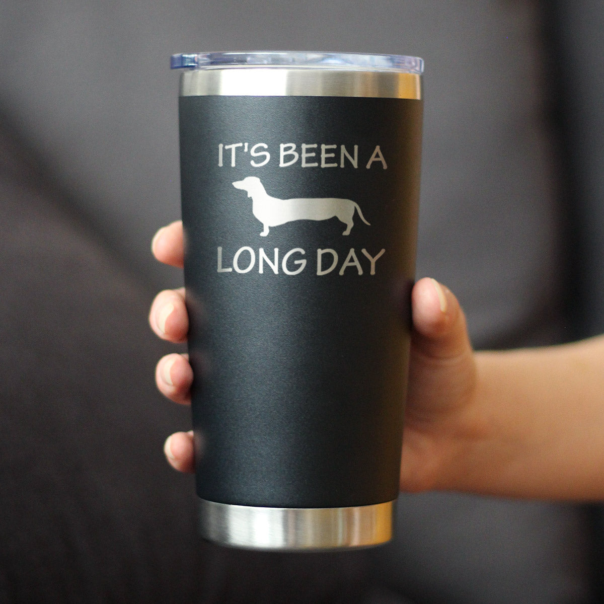 Long Day - Insulated Coffee Tumbler Cup with Sliding Lid - Stainless Steel Insulated Mug - Dog Themed Coffee Gifts