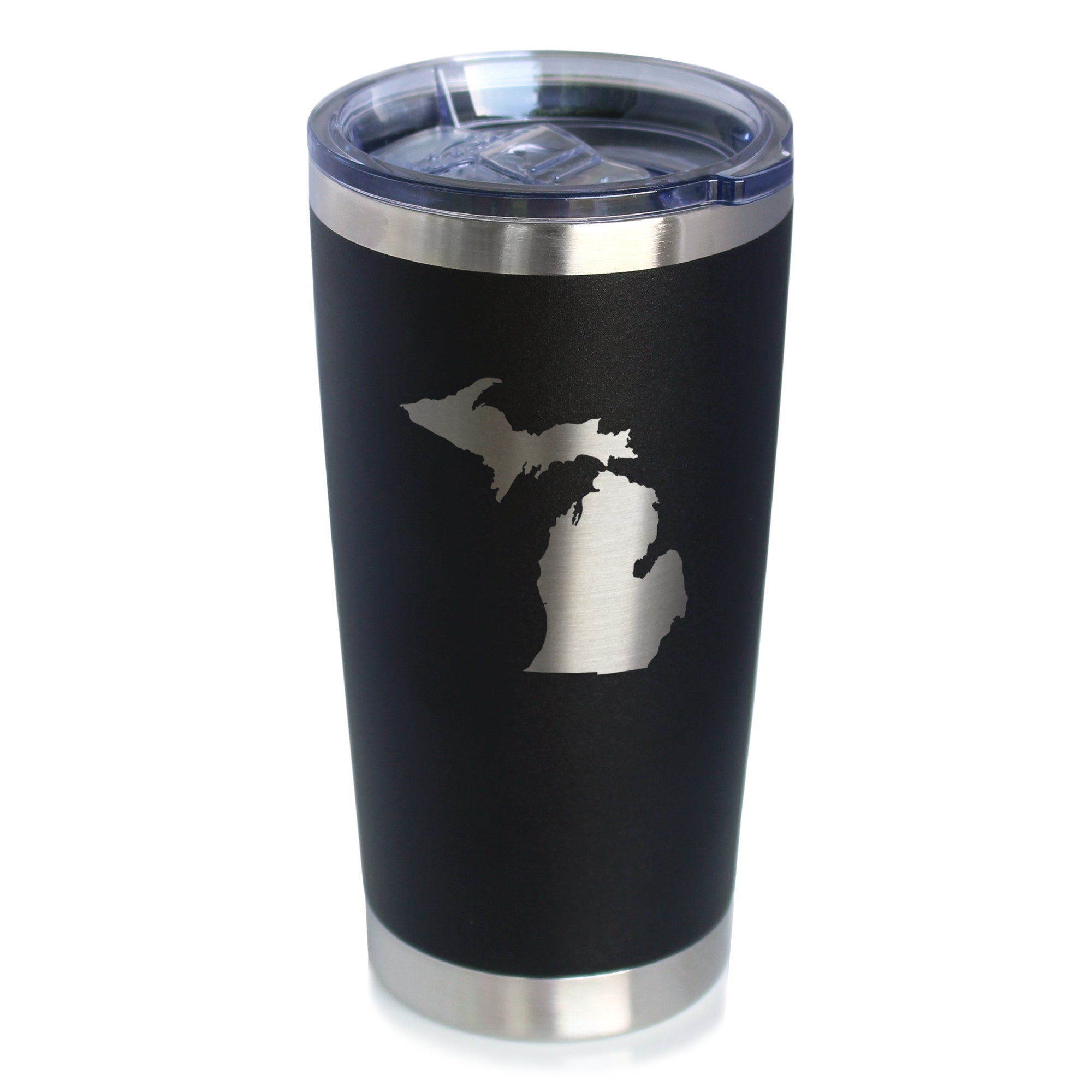 Michigan State Outline - Insulated Coffee Tumbler Cup with Sliding Lid - Stainless Steel Travel Mug - Michigan Gifts and Decor for Women and Men