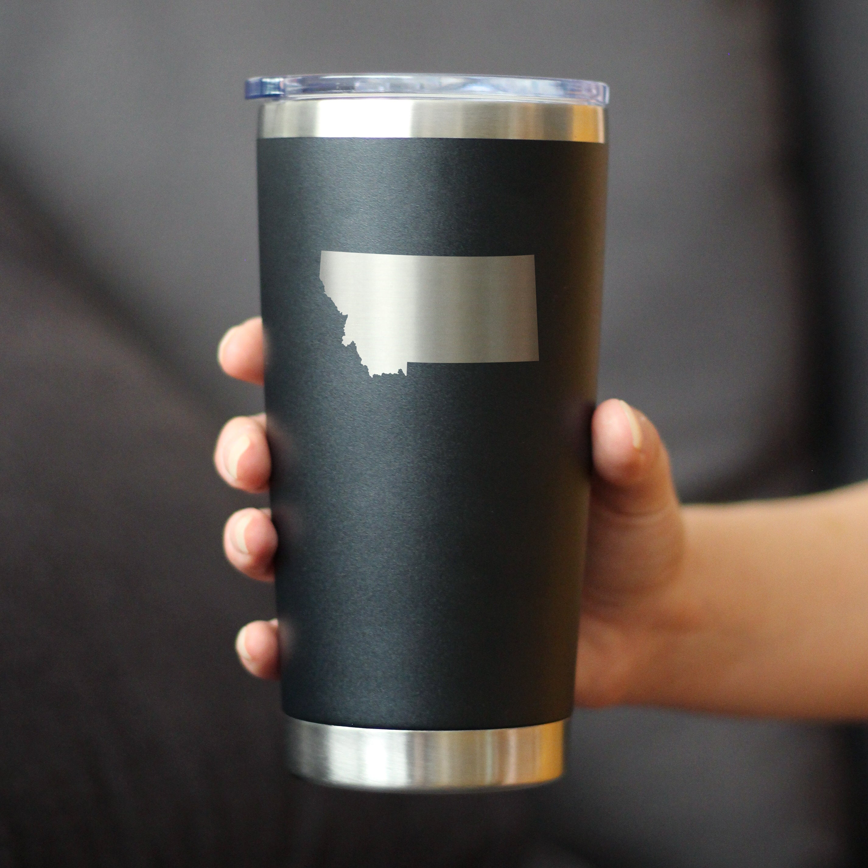 Montana State Outline - Insulated Coffee Tumbler Cup with Sliding Lid - Stainless Steel Travel Mug - Montana Gifts for Women and Men Montanans