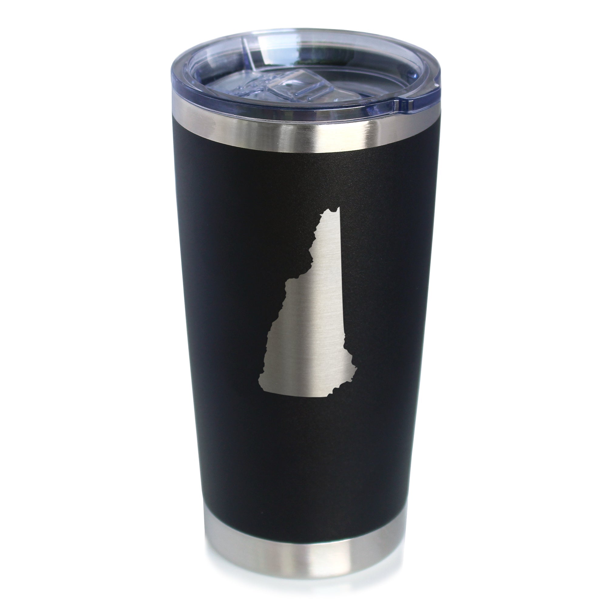 New Hampshire State Outline - Insulated Coffee Tumbler Cup with Sliding Lid - Stainless Steel Travel Mug - New Hampshire Gifts for Women and Men